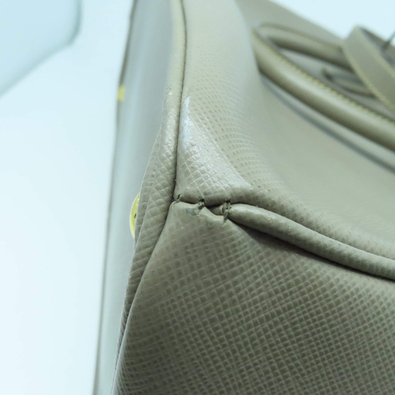 PRADA Saffiano皮革Galleria金扣手挽肩背两用袋灰褐色