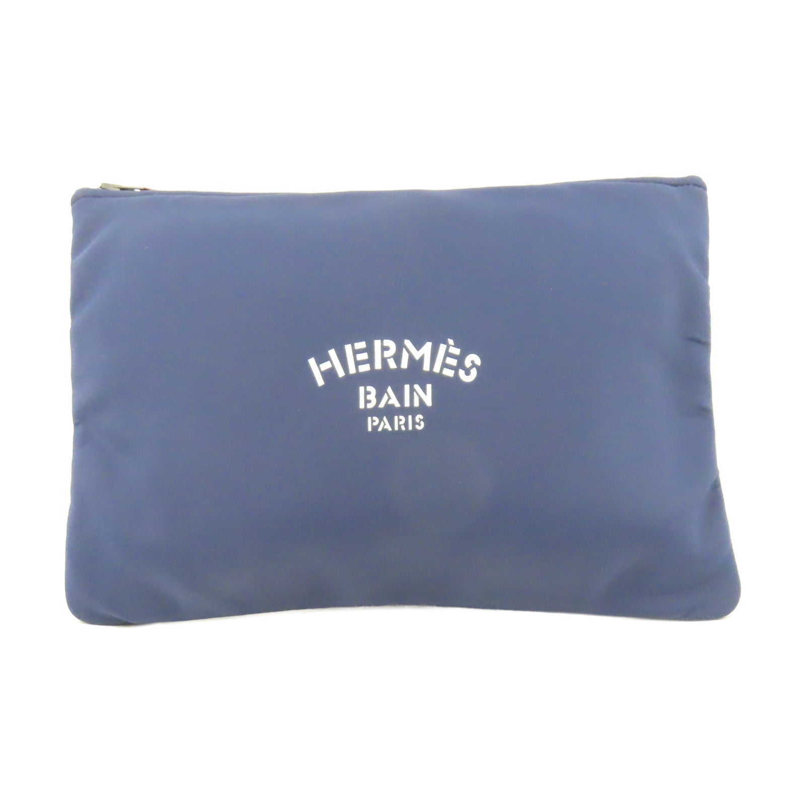 HERMES 聚酯纖維Neobain Pouch黑扣小袋海軍藍色