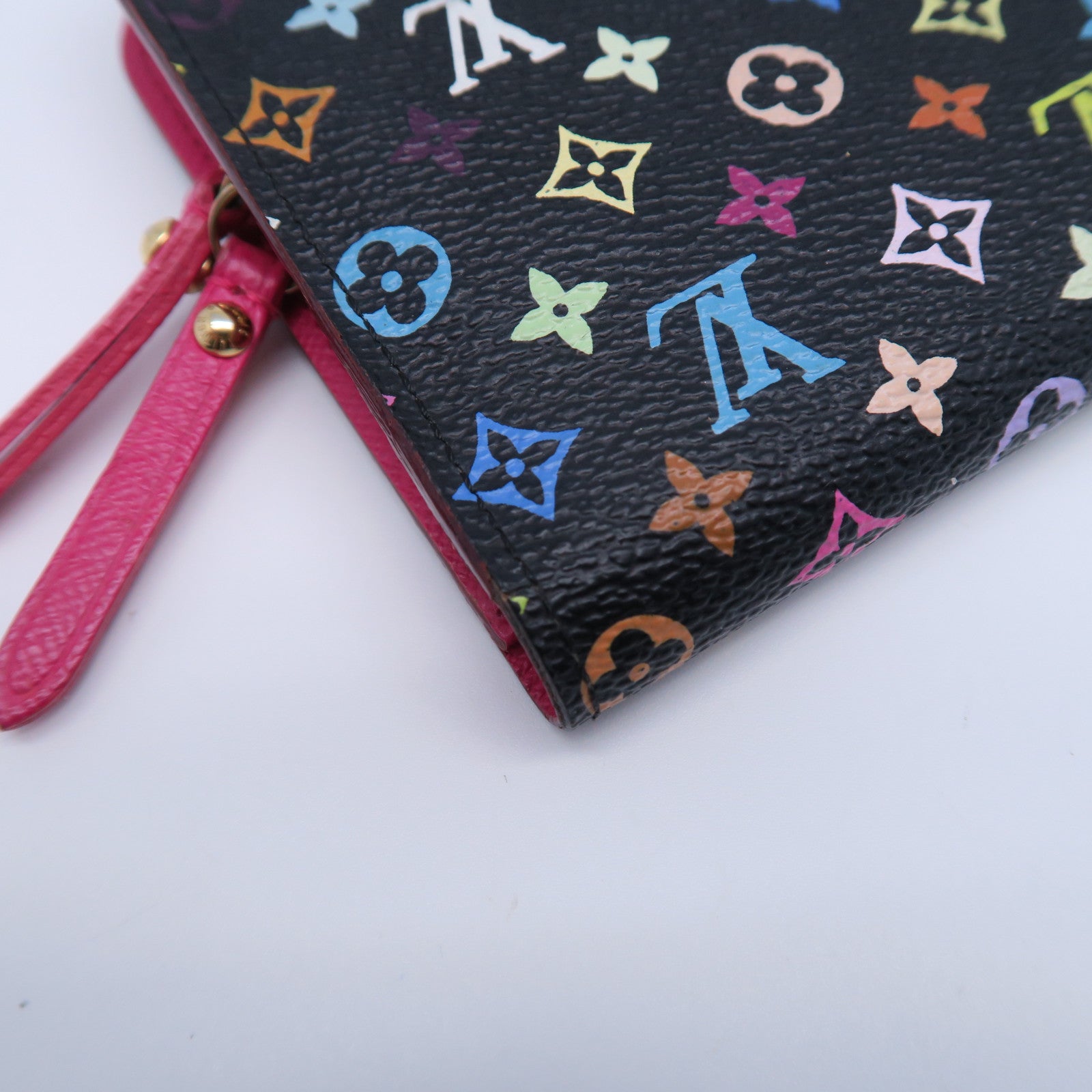 LOUIS VUITTON Monogram Multicolore Portefeuille Insolit金扣長錢包黑色/粉紅色