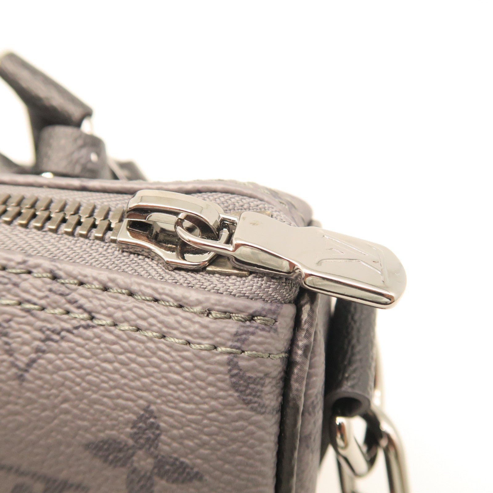 LOUIS VUITTON Monogram Eclipse Reverse LV x YK Keepall25 Silver Buckle Shoulder Bag Black