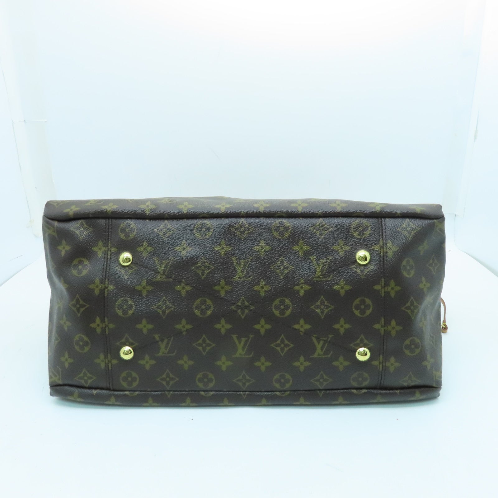LOUIS VUITTON Monogram Artsy MM gold buckle handle bag brown