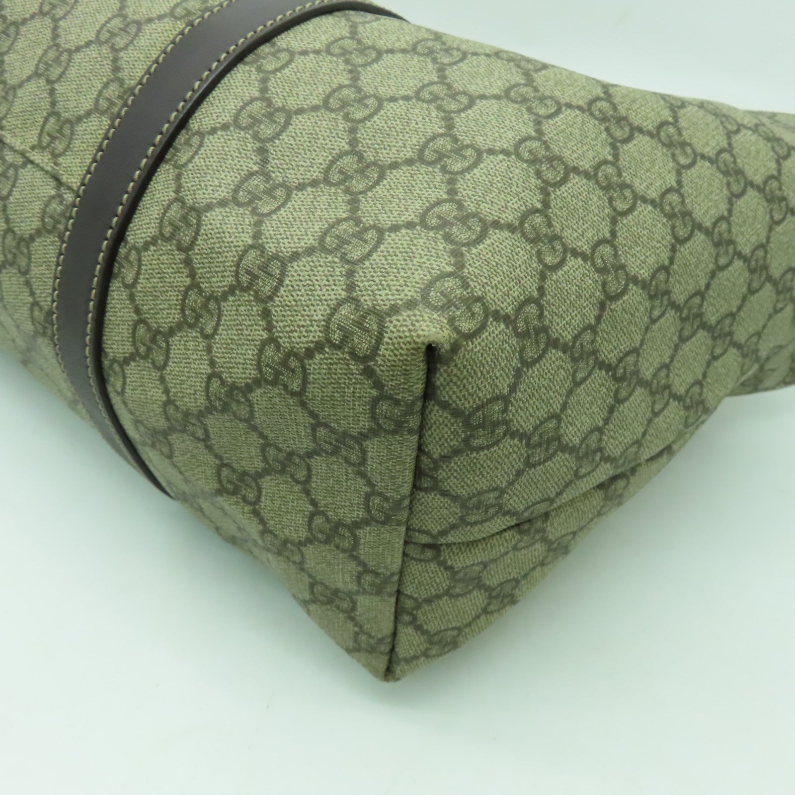GUCCI 塗層帆布Boston Bag金扣手挽肩背兩用袋啡色