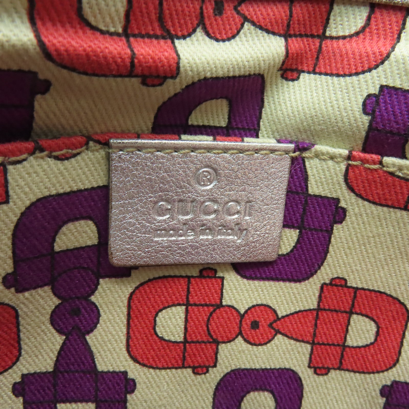 GUCCI 皮革Hand Bag銀扣手挽袋銀色