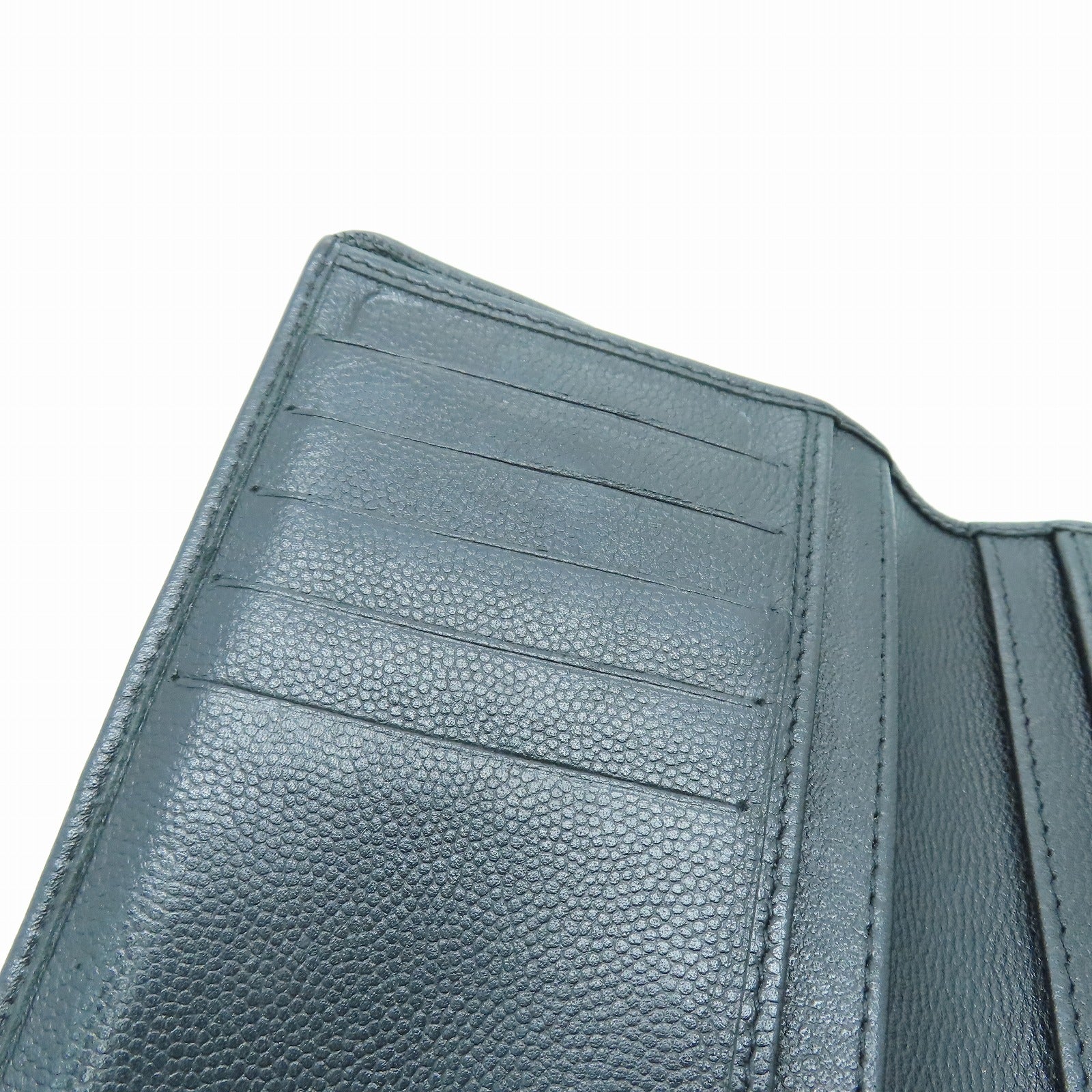CHANEL 皮革Wallet銀扣錢包黑色