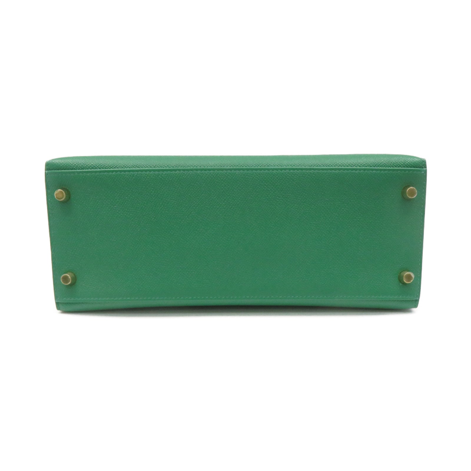 HERMES Epsom皮革Kelly 28金扣手挽肩背兩用袋飽和綠色