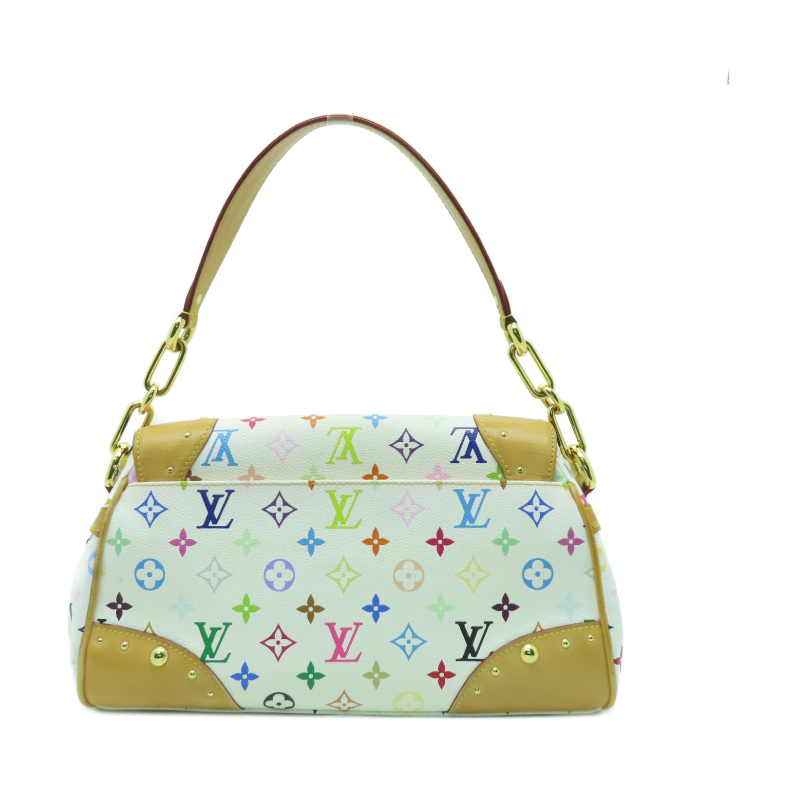 LOUIS VUITTON Monogram Multicolore Beverly MM金扣肩背袋白色/彩色