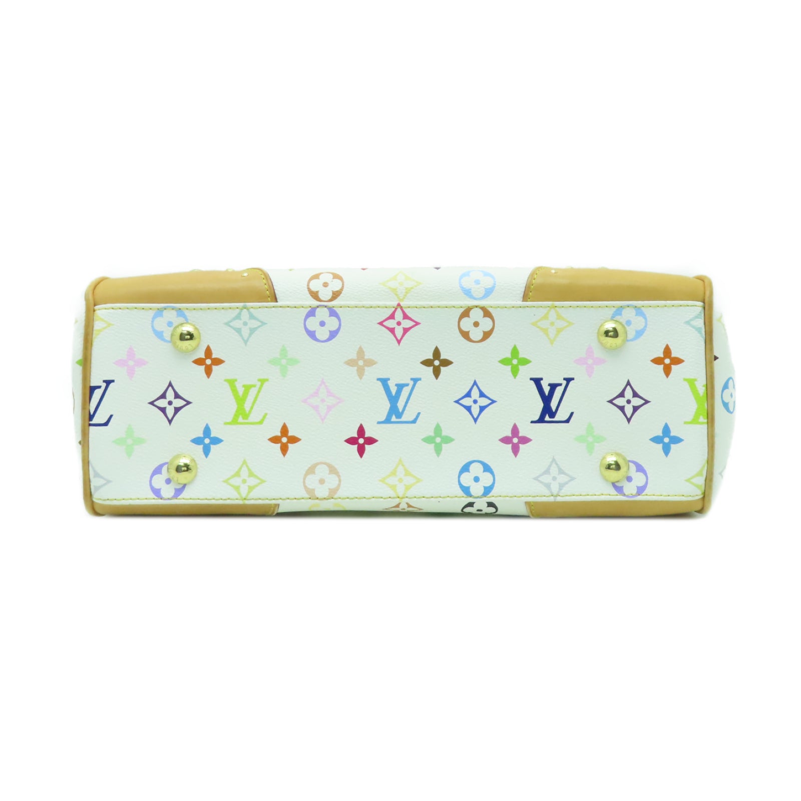 LOUIS VUITTON Monogram Multicolore Beverly MM金扣肩背袋白色/彩色