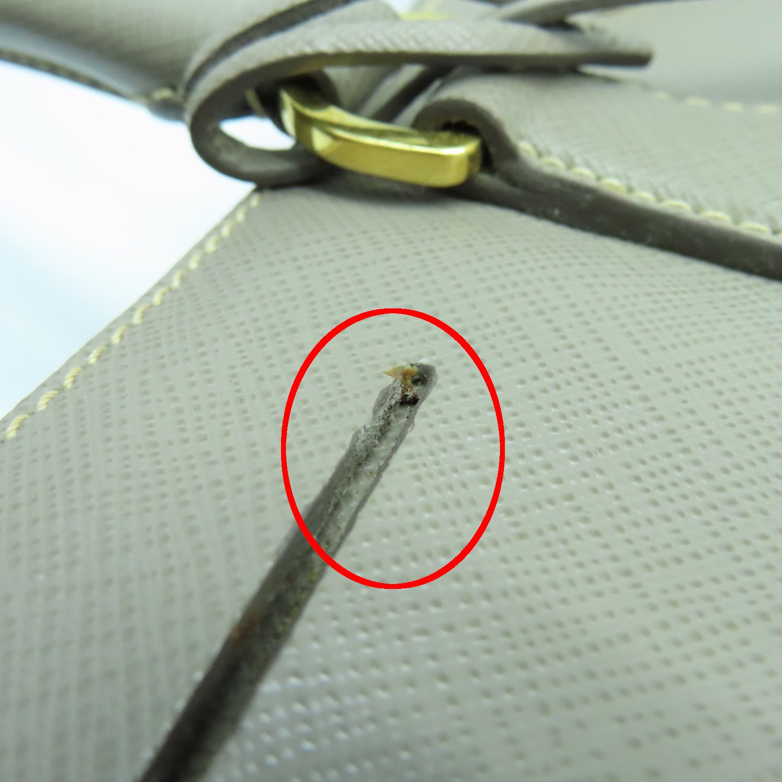 PRADA Saffiano皮革Galleria金扣手挽肩背两用袋灰褐色