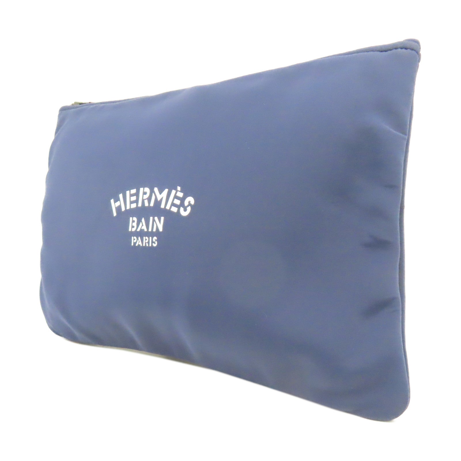 HERMES 聚酯纖維Neobain Pouch黑扣小袋海軍藍色