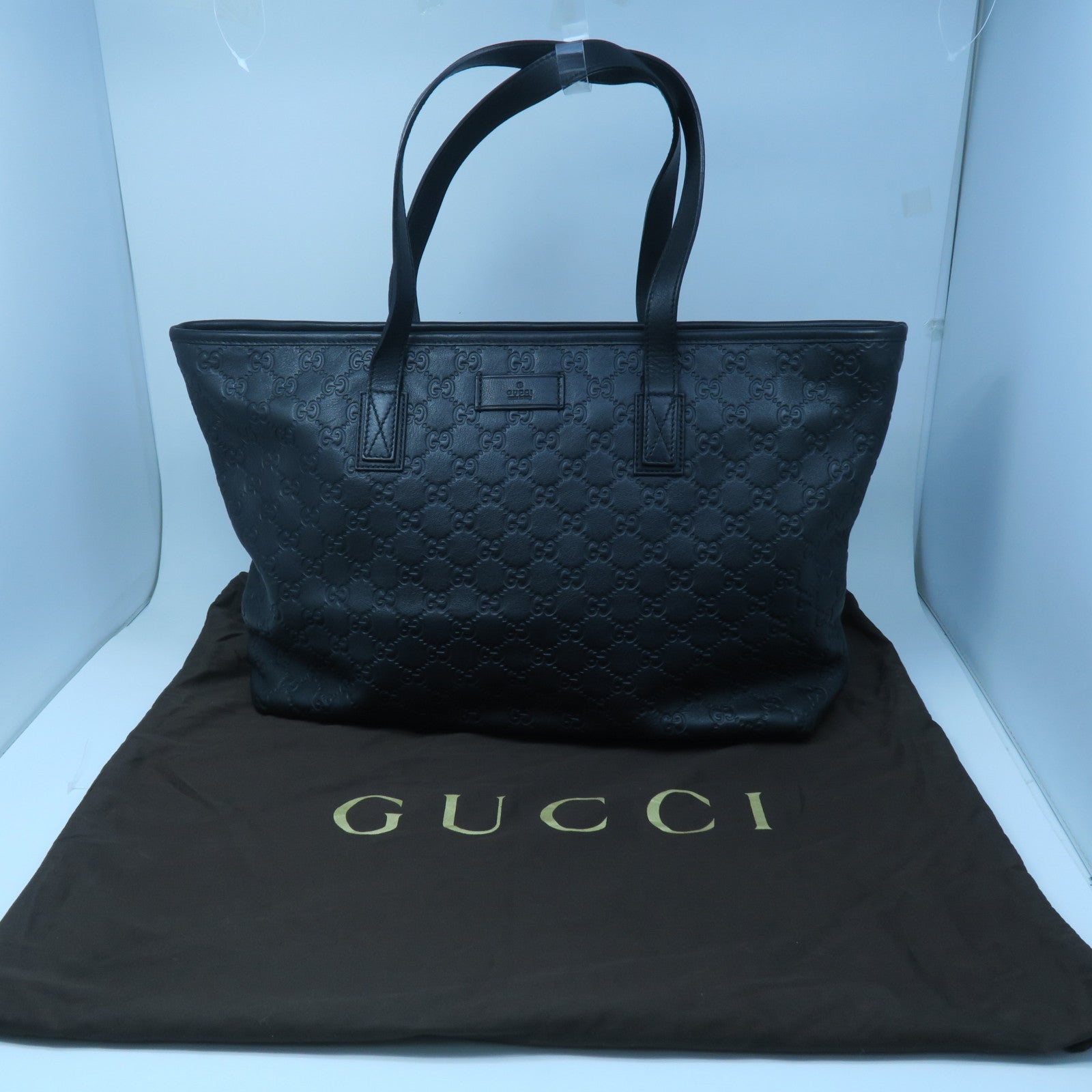 GUCCI 牛皮皮革Tote Bag金扣手挽袋黑色