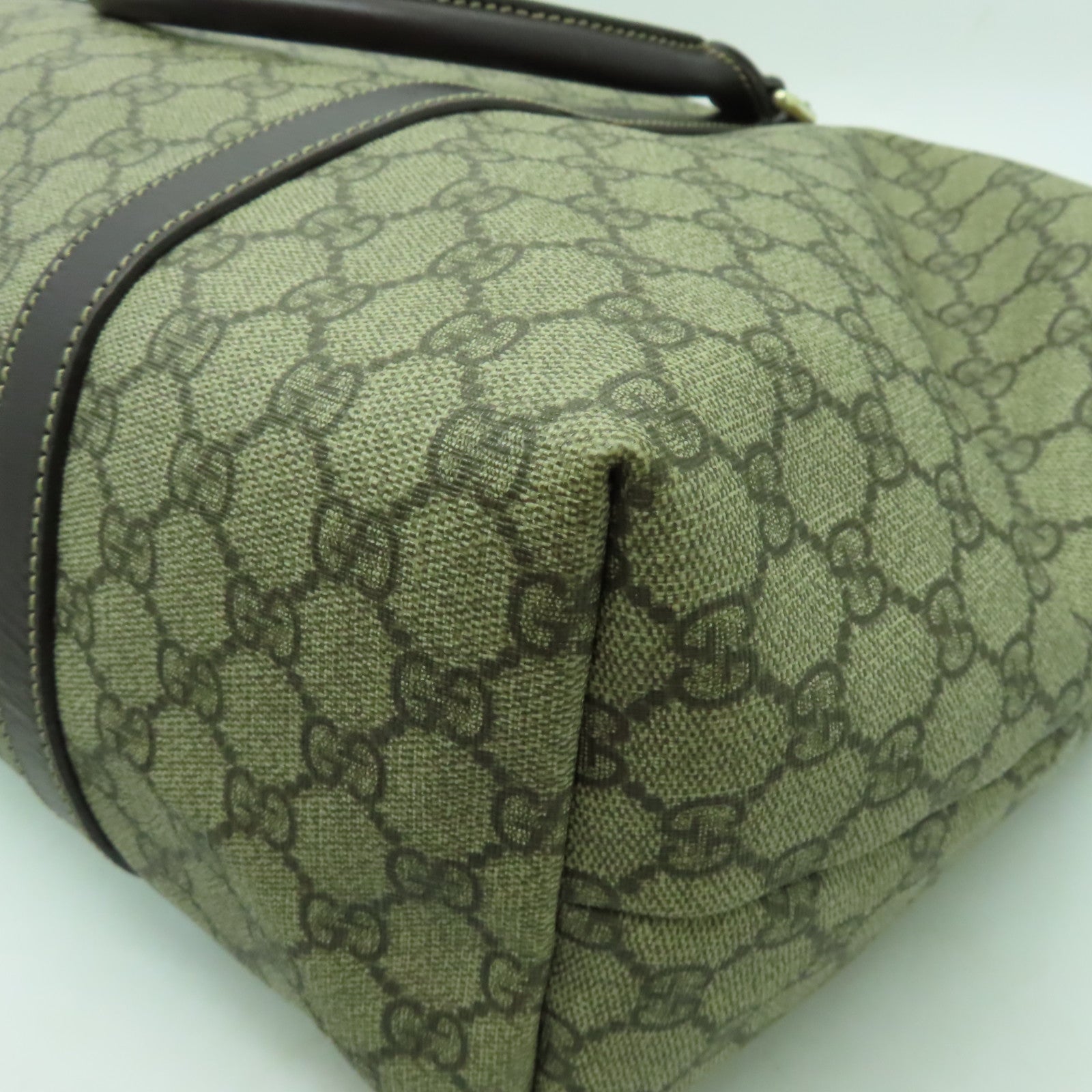 GUCCI 塗層帆布Boston Bag金扣手挽肩背兩用袋啡色