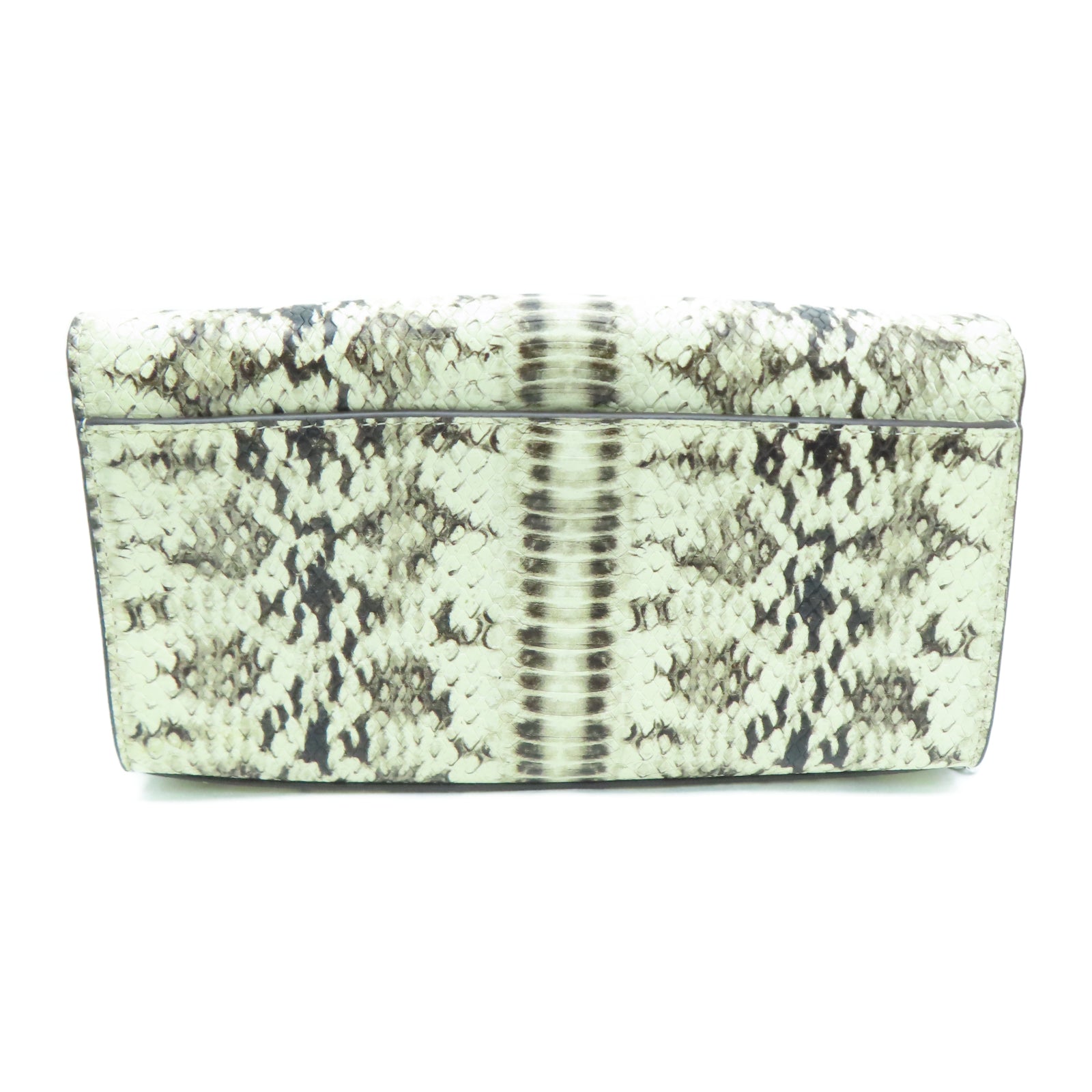 Michael Kors 仿蛇牛皮皮革Chain Shoulder銀扣鏈帶肩背袋白色