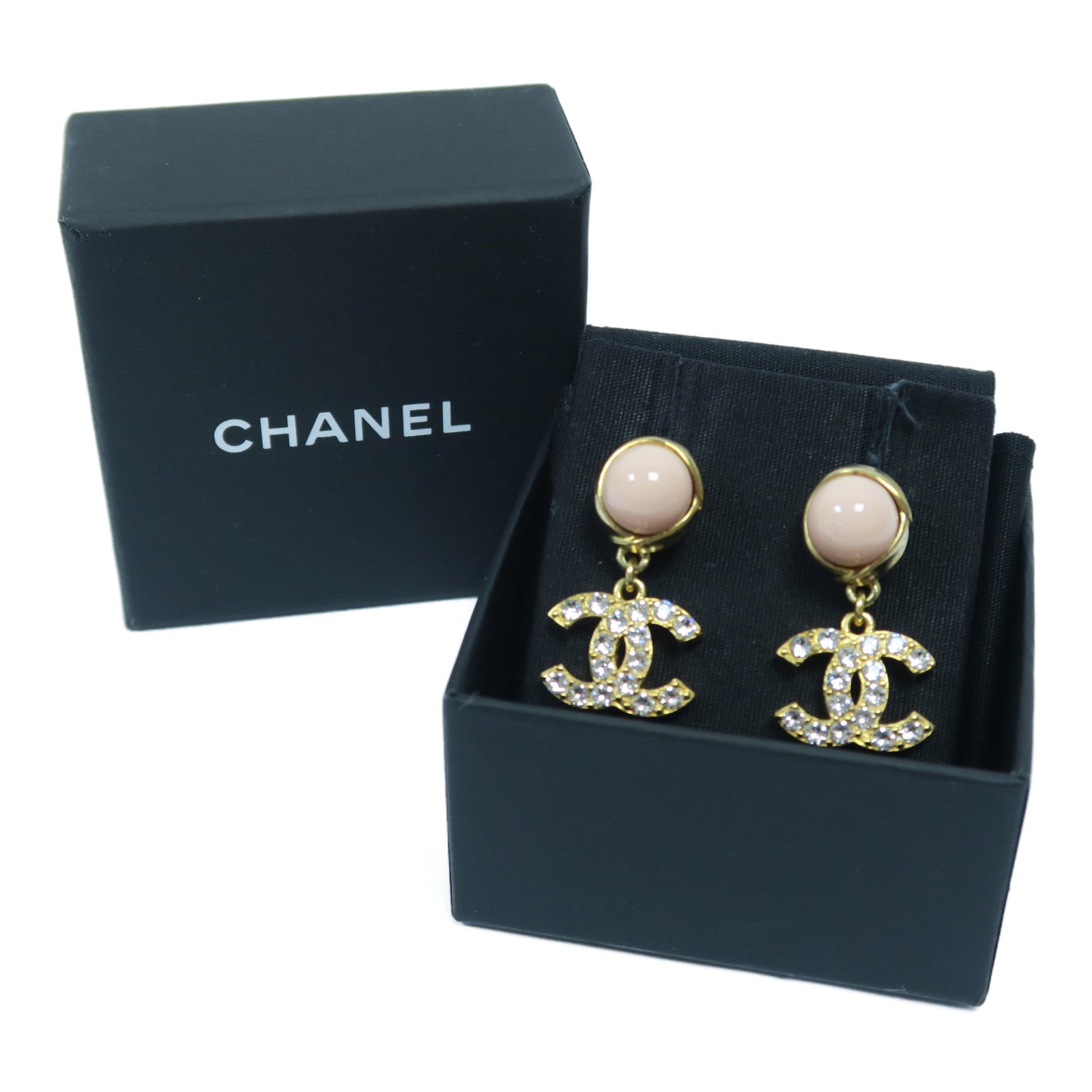 CHANEL 金屬Earrings耳環金色/粉紅色