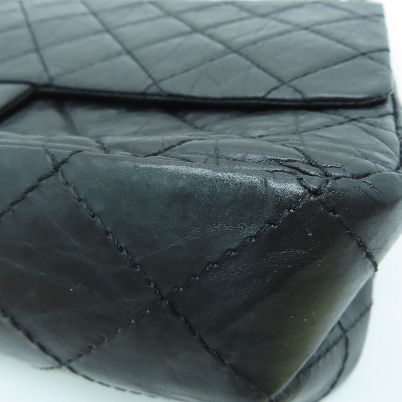 CHANEL [Sharp Discount] Lingge Aged Calf Leather 2.55 Chain Shoulder Silver Buckle Shoulder Bag Black