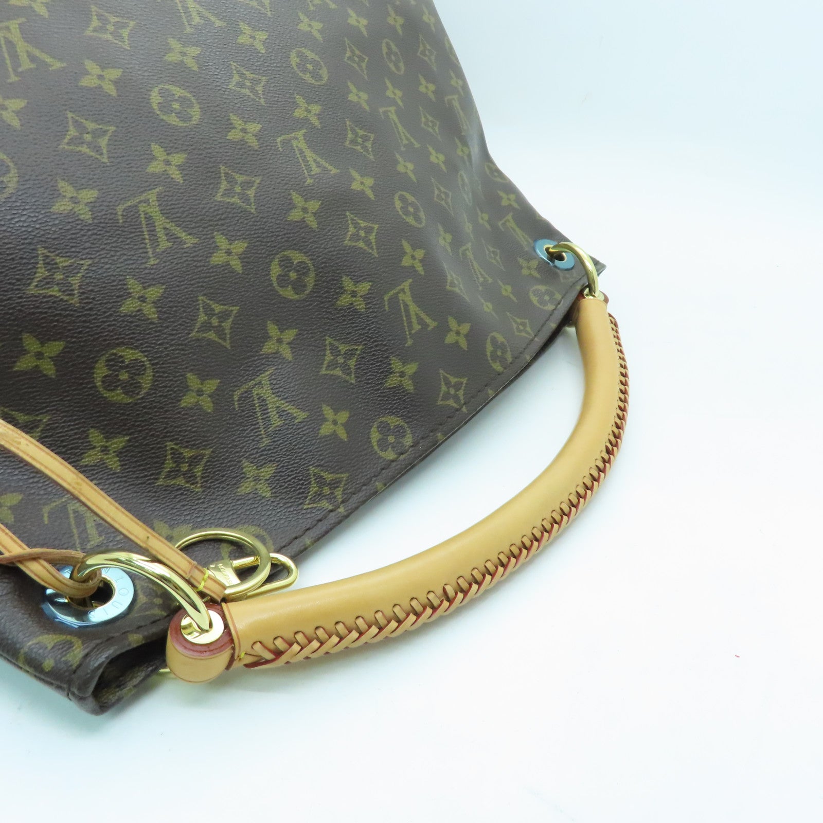LOUIS VUITTON Monogram Artsy MM gold buckle handle bag brown