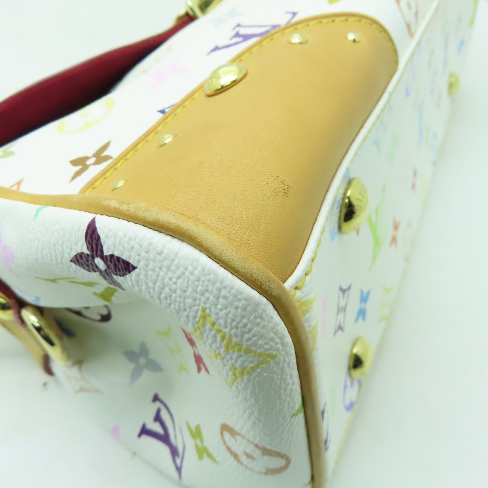 LOUIS VUITTON Monogram Multicolore Beverly MM金扣肩背袋白色/彩色