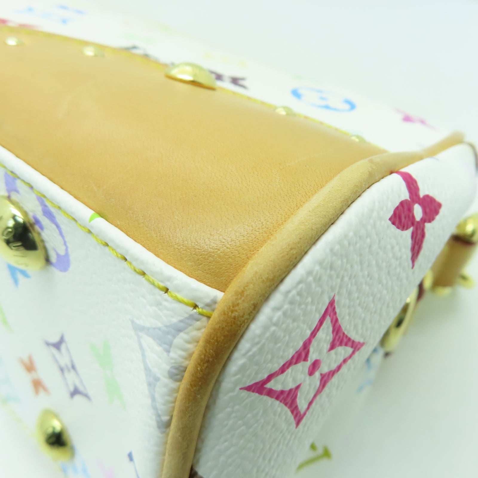 LOUIS VUITTON Monogram Multicolore Beverly MM金扣肩背袋白色/彩色