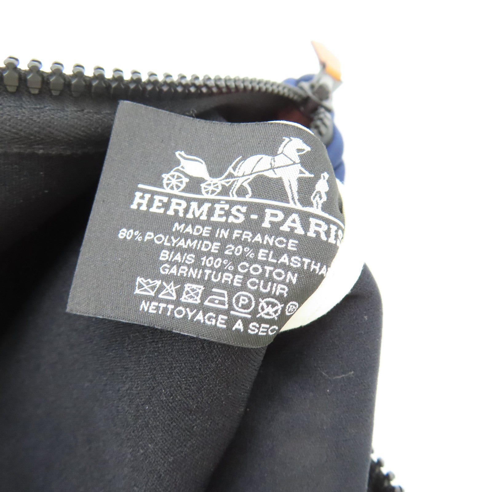HERMES 聚酯纖維Neobain Pouch黑扣小袋海軍藍色