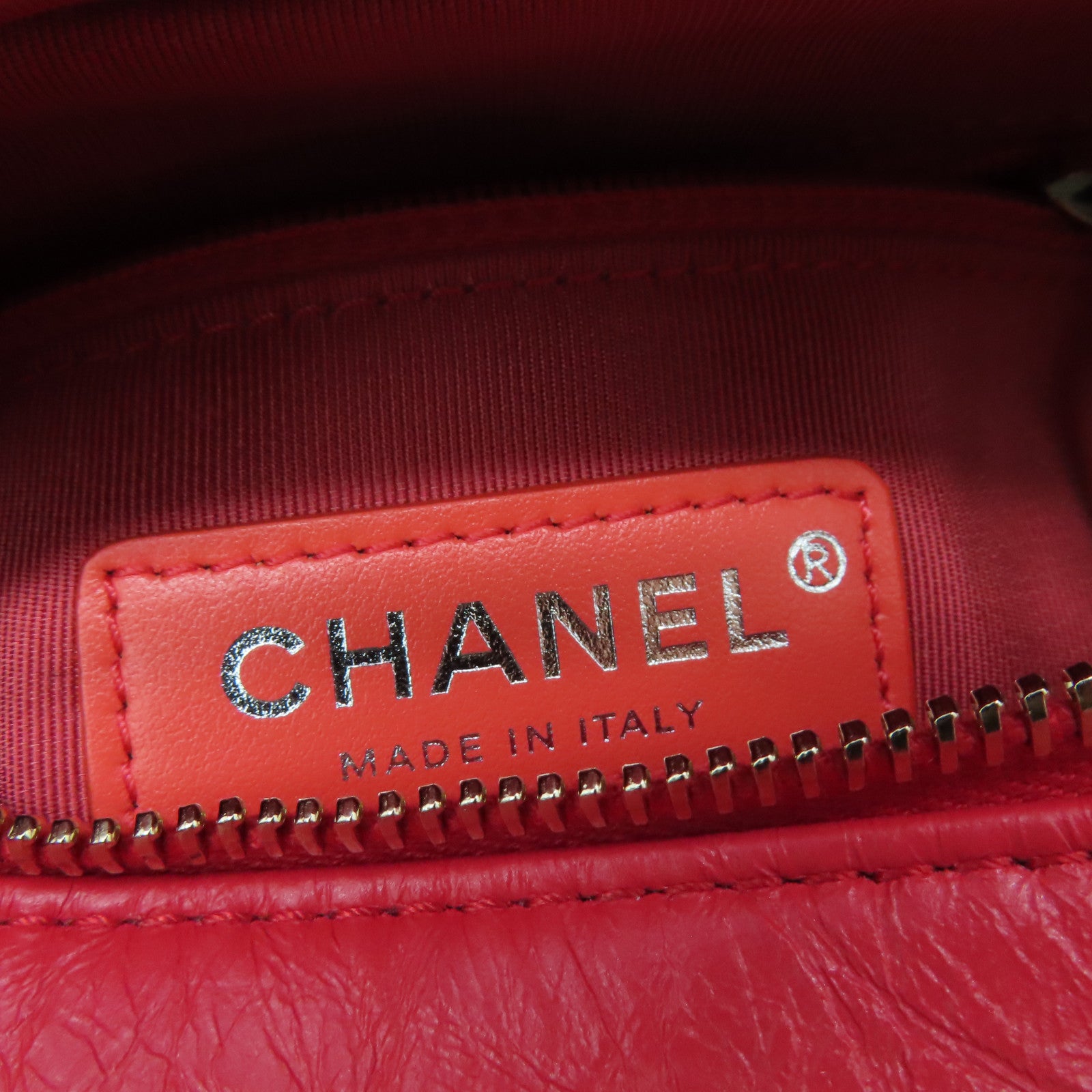 CHANEL 斜纹牛皮皮革Small Gabrielle链条肩背袋红色