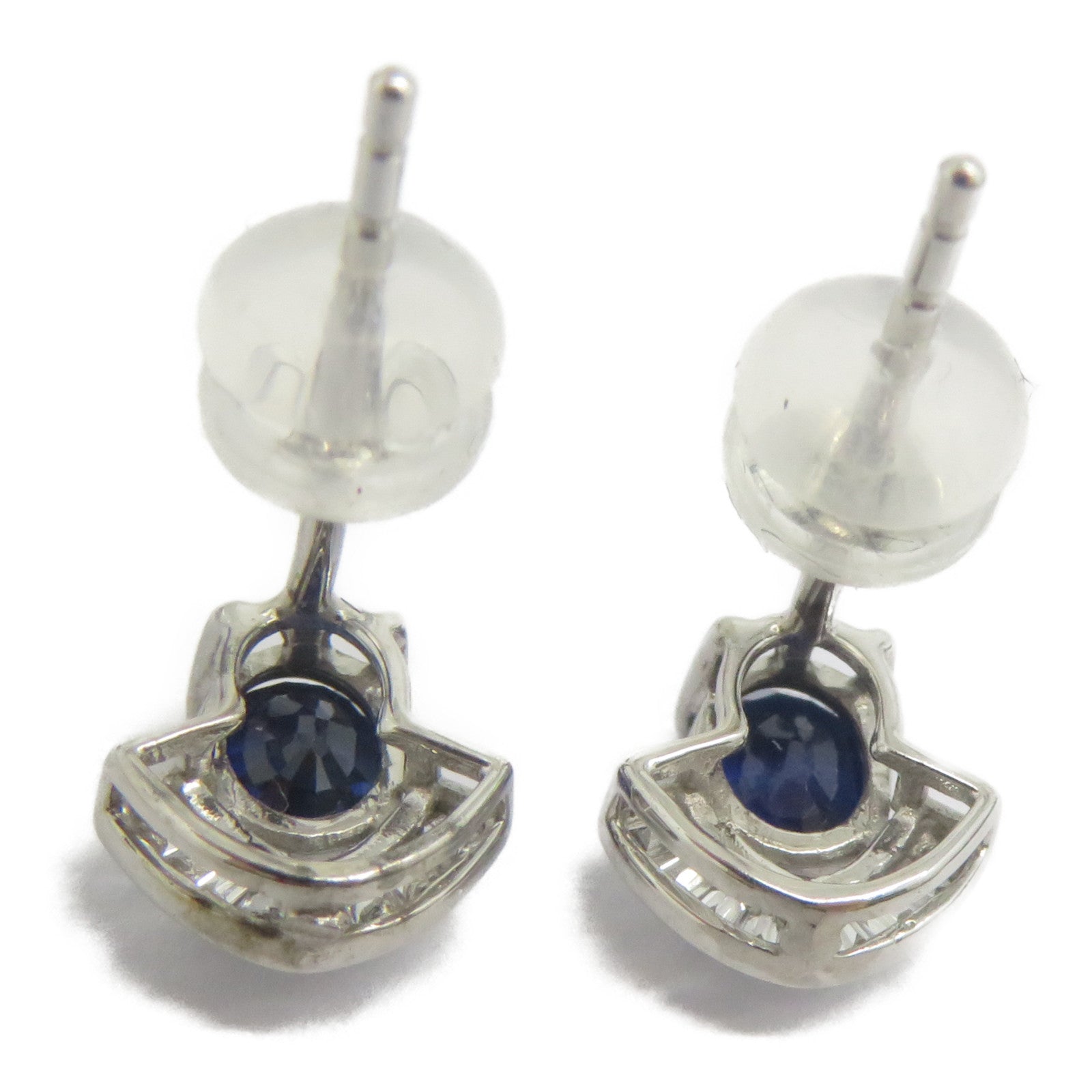 JEWELRY 18K白金Sapphire Diamond Earrings 0.95ct藍寶石/0.10ct鑽石耳環
