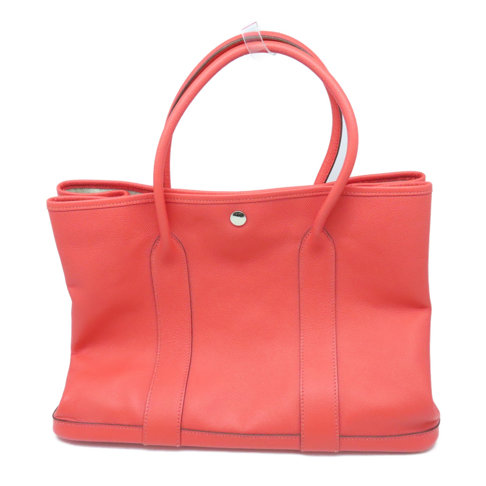 HERMES Epsom皮革Garden Party PM銀扣手挽袋Rouge Pivoine粉紅色