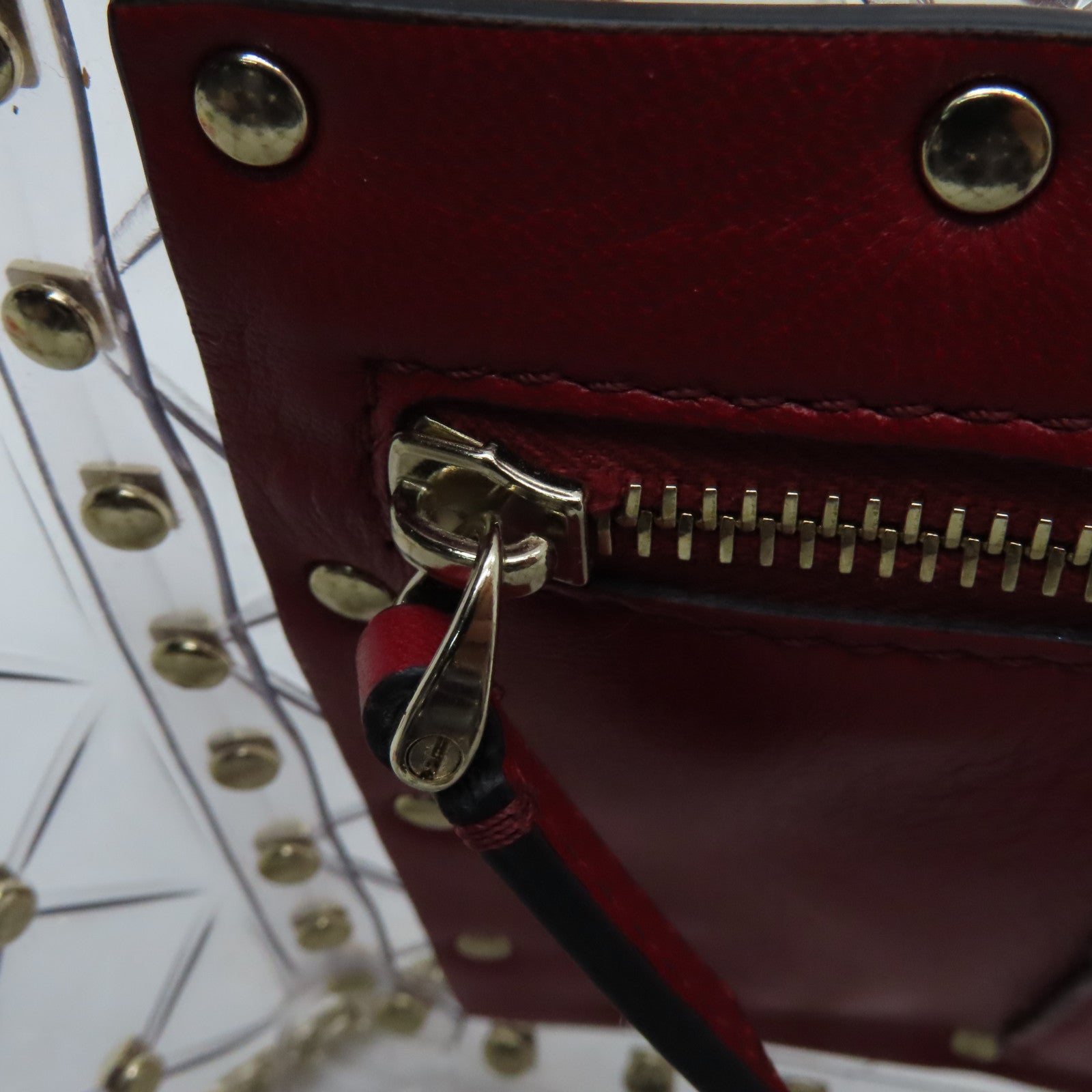 Valentino 菱格PVC 2way Shoulder Bag金扣手挽肩背兩用袋紅色/透明