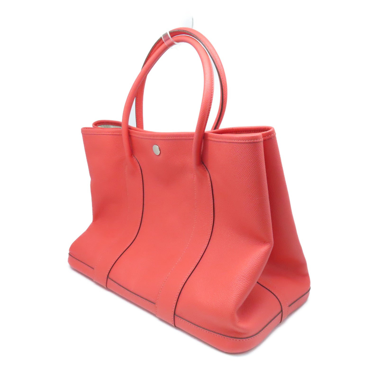 HERMES Epsom皮革Garden Party PM銀扣手挽袋Rouge Pivoine粉紅色