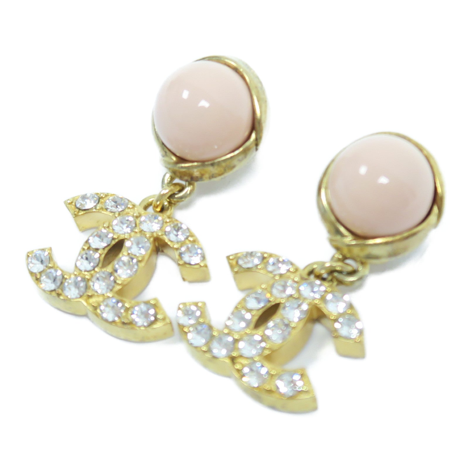 CHANEL 金屬Earrings耳環金色/粉紅色