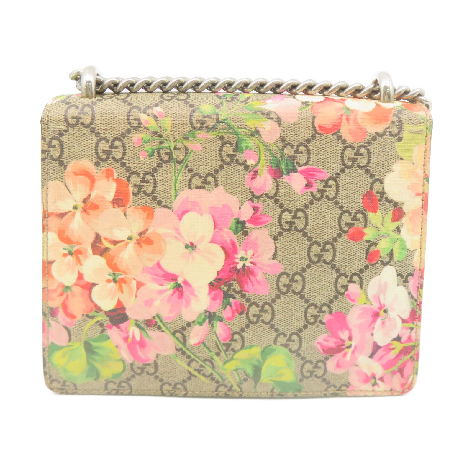 GUCCI 塗層帆布Dionysus GG Shoulder Bag鏈帶肩背帶啡色/酒紅色