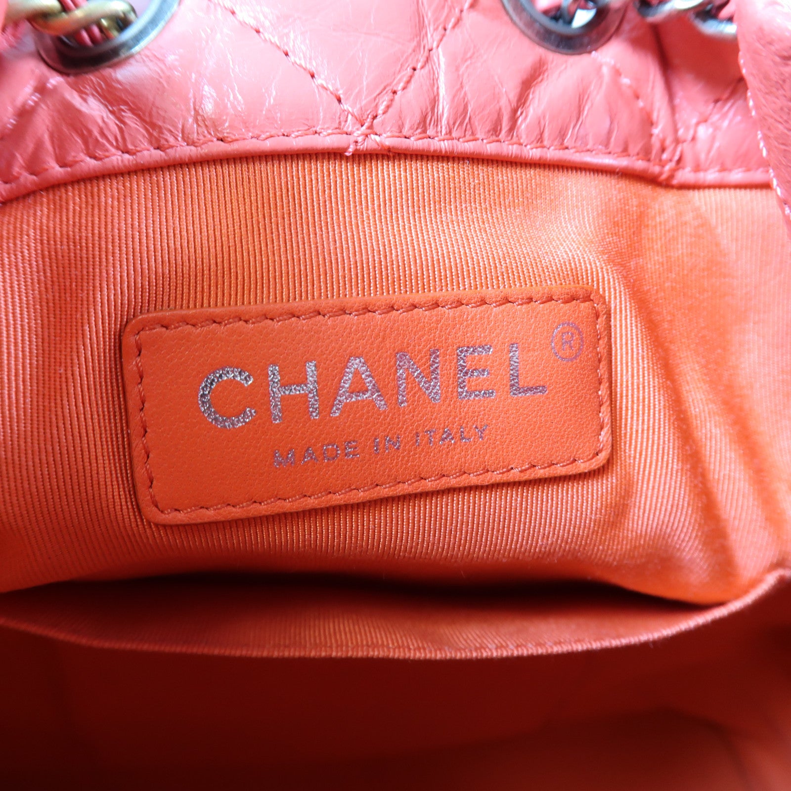 CHANEL 菱格牛皮皮革Gabrielle Backpack銀扣背包紅色