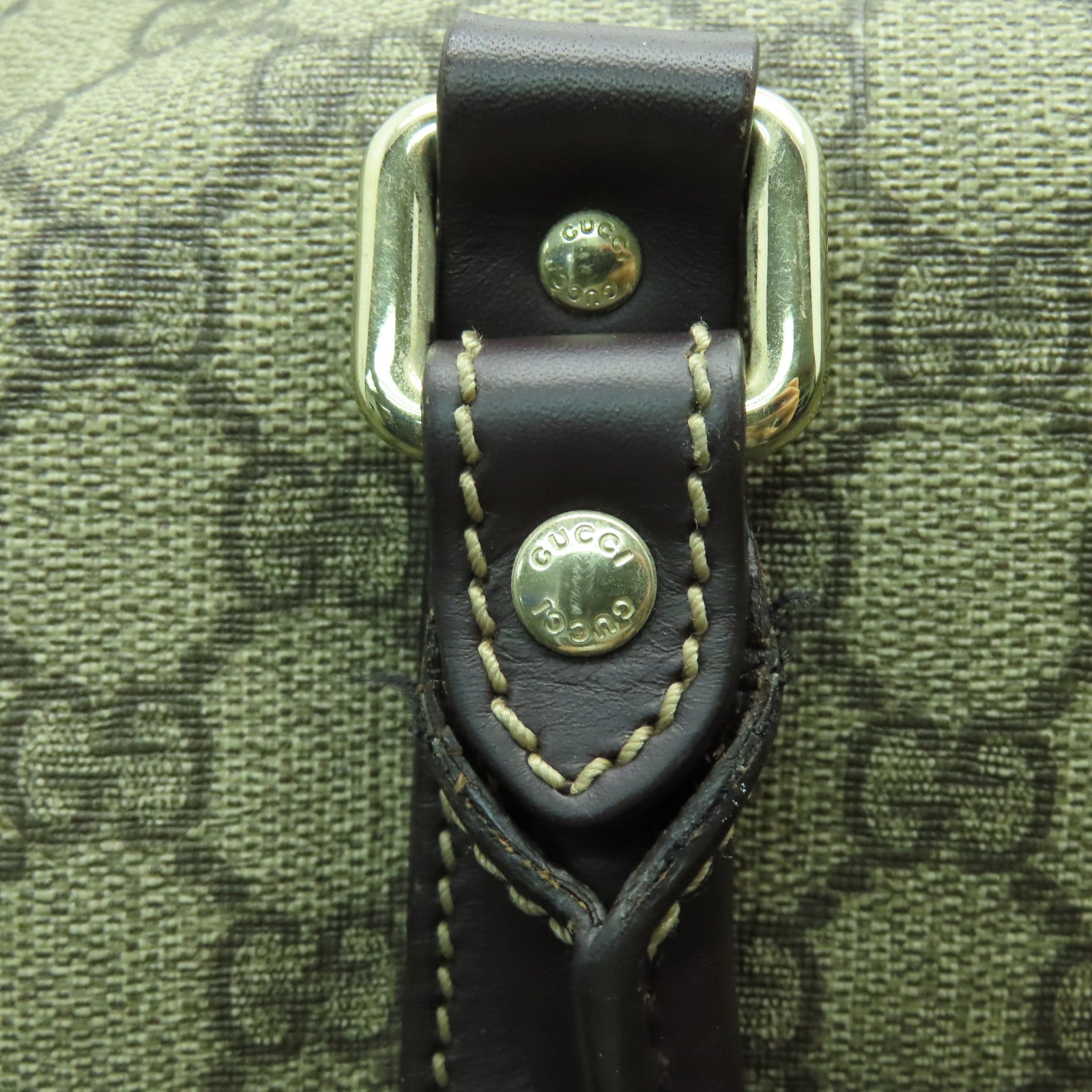 GUCCI 塗層帆布Boston Bag金扣手挽肩背兩用袋啡色