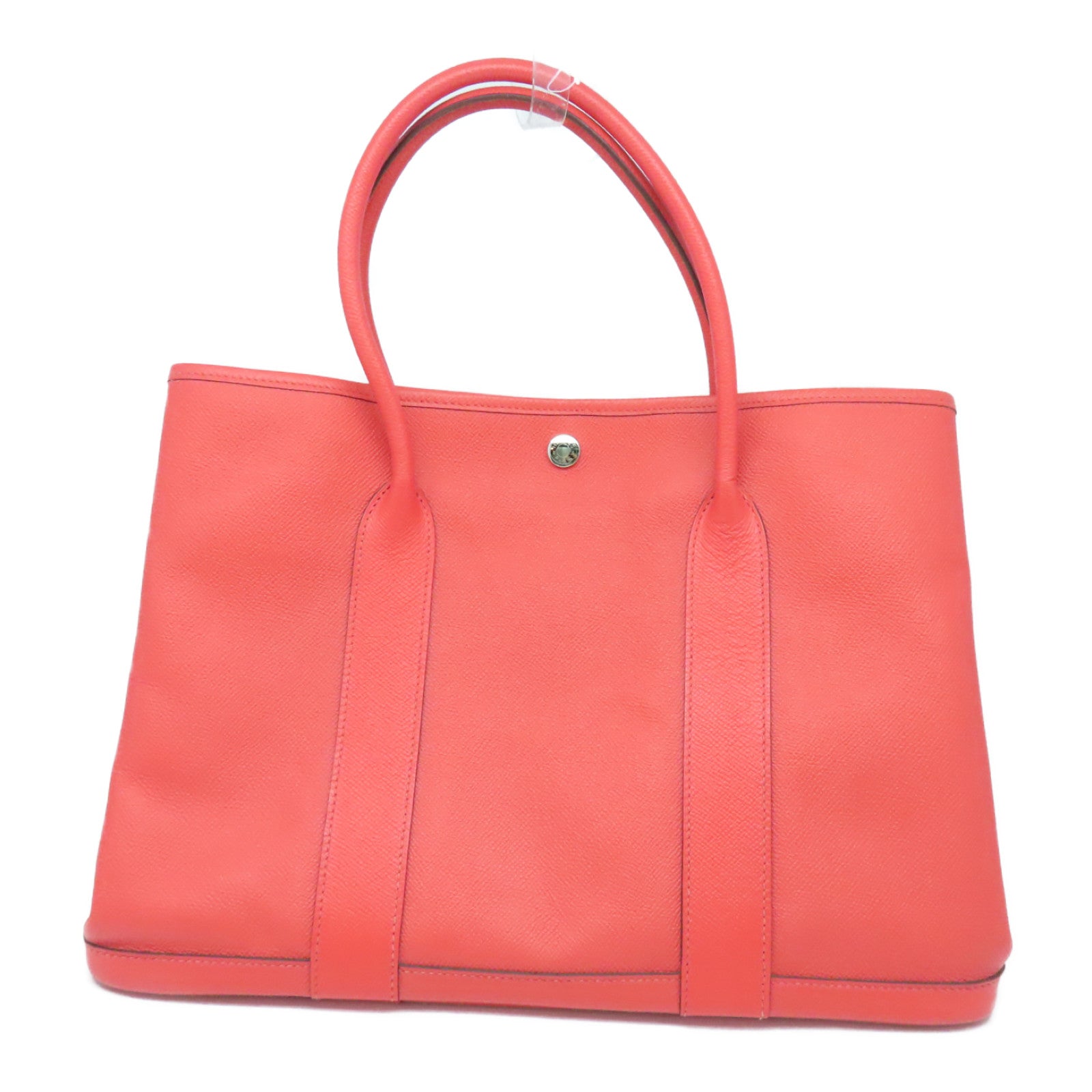 HERMES Epsom皮革Garden Party PM銀扣手挽袋Rouge Pivoine粉紅色