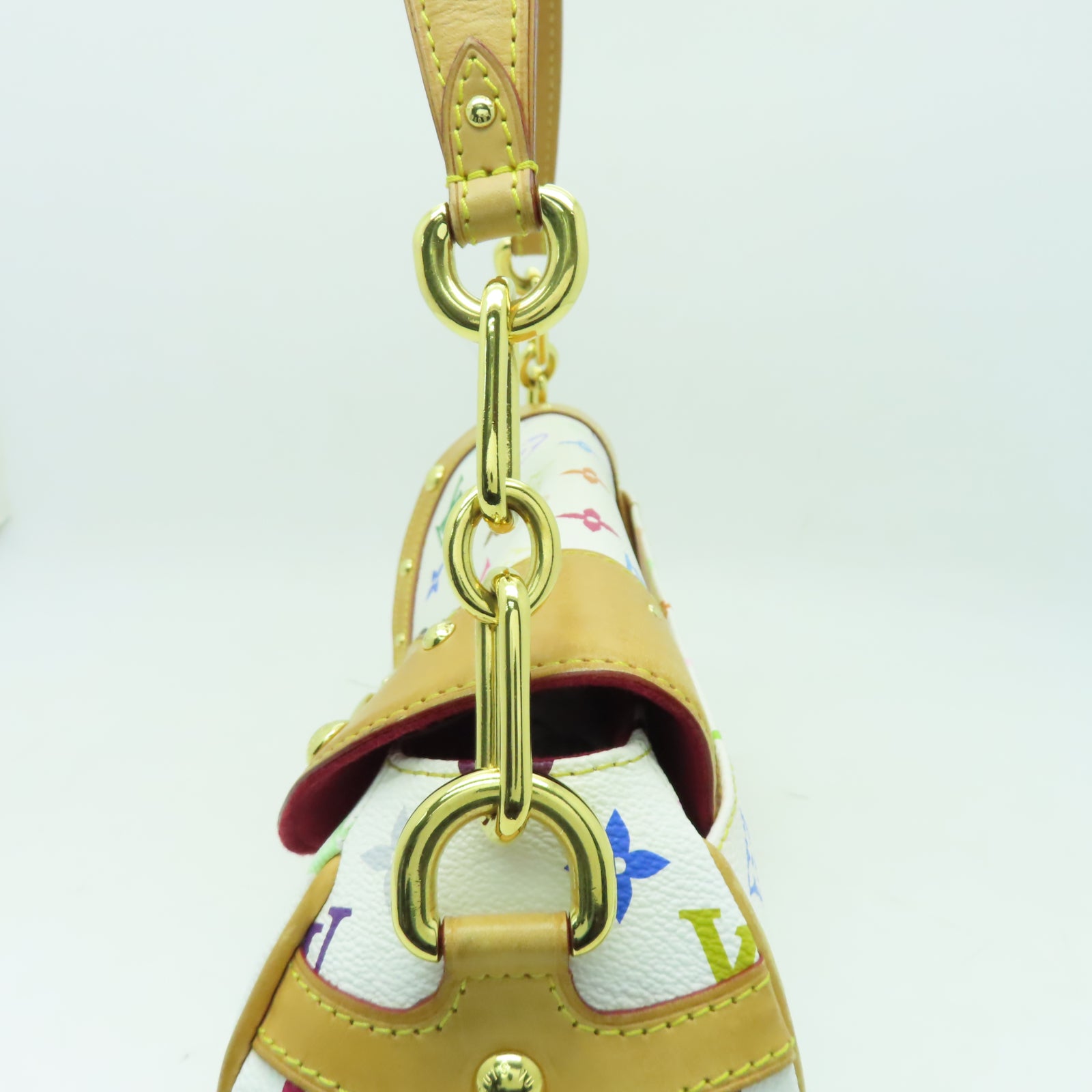 LOUIS VUITTON Monogram Multicolore Beverly MM金扣肩背袋白色/彩色