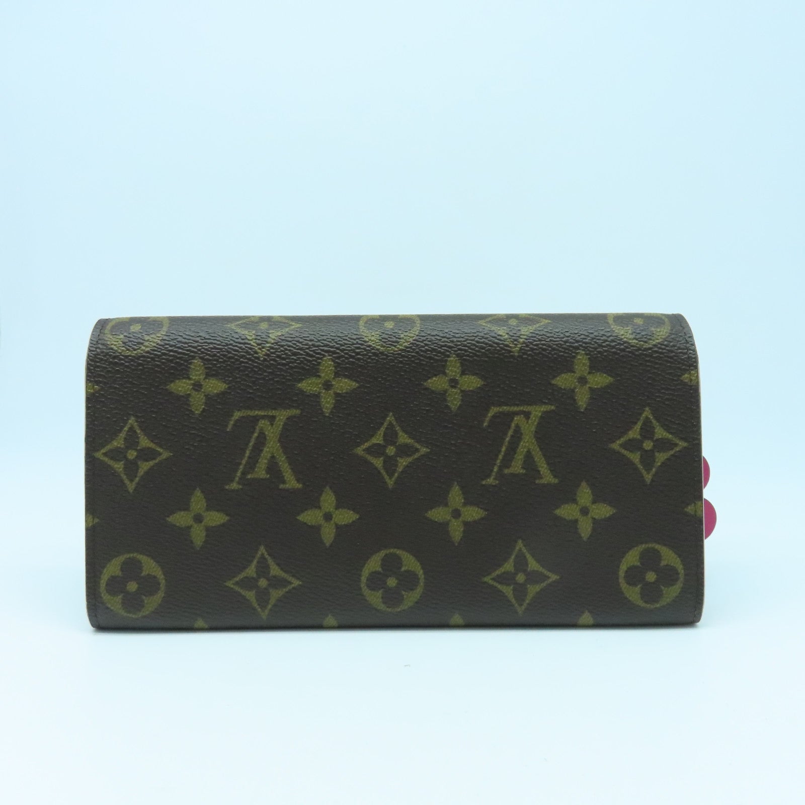 LOUIS VUITTON Monogram Emilie Wallet Gold Buckle Long Wallet Brown