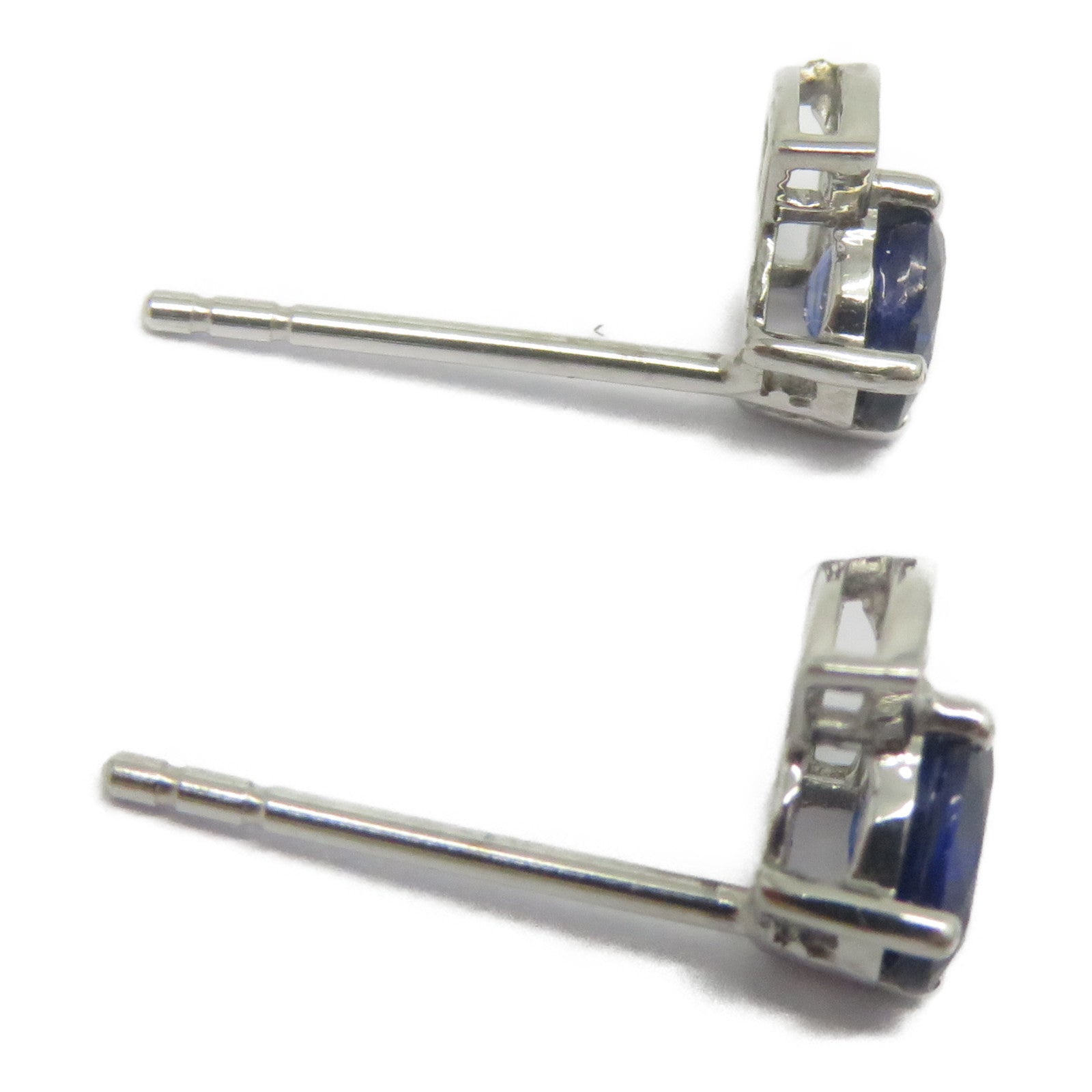 JEWELRY 18K白金Sapphire Diamond Earrings 0.95ct藍寶石/0.10ct鑽石耳環