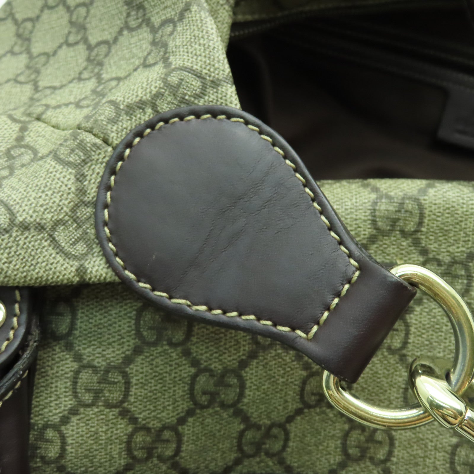 GUCCI 塗層帆布Boston Bag金扣手挽肩背兩用袋啡色
