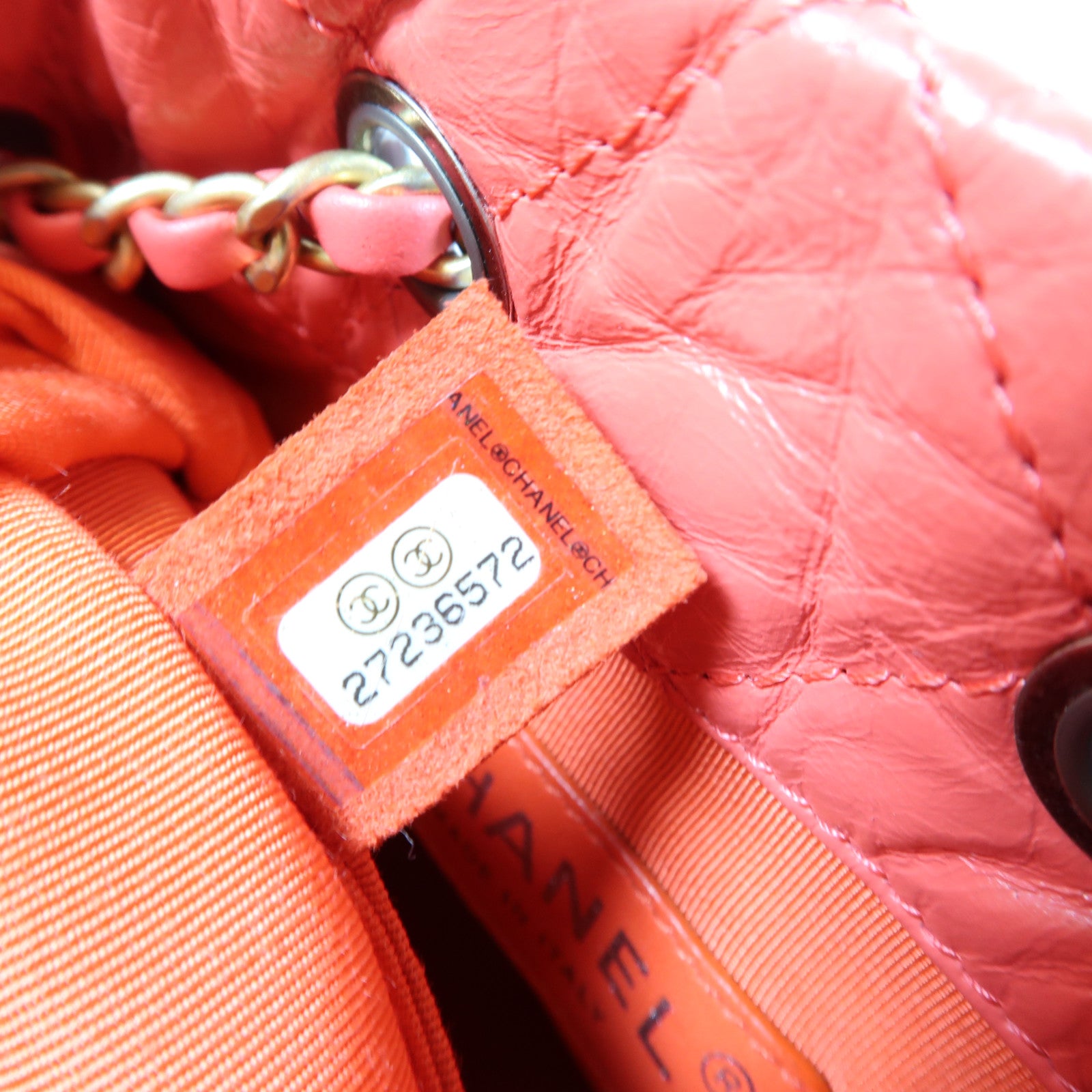 CHANEL 菱格牛皮皮革Gabrielle Backpack銀扣背包紅色