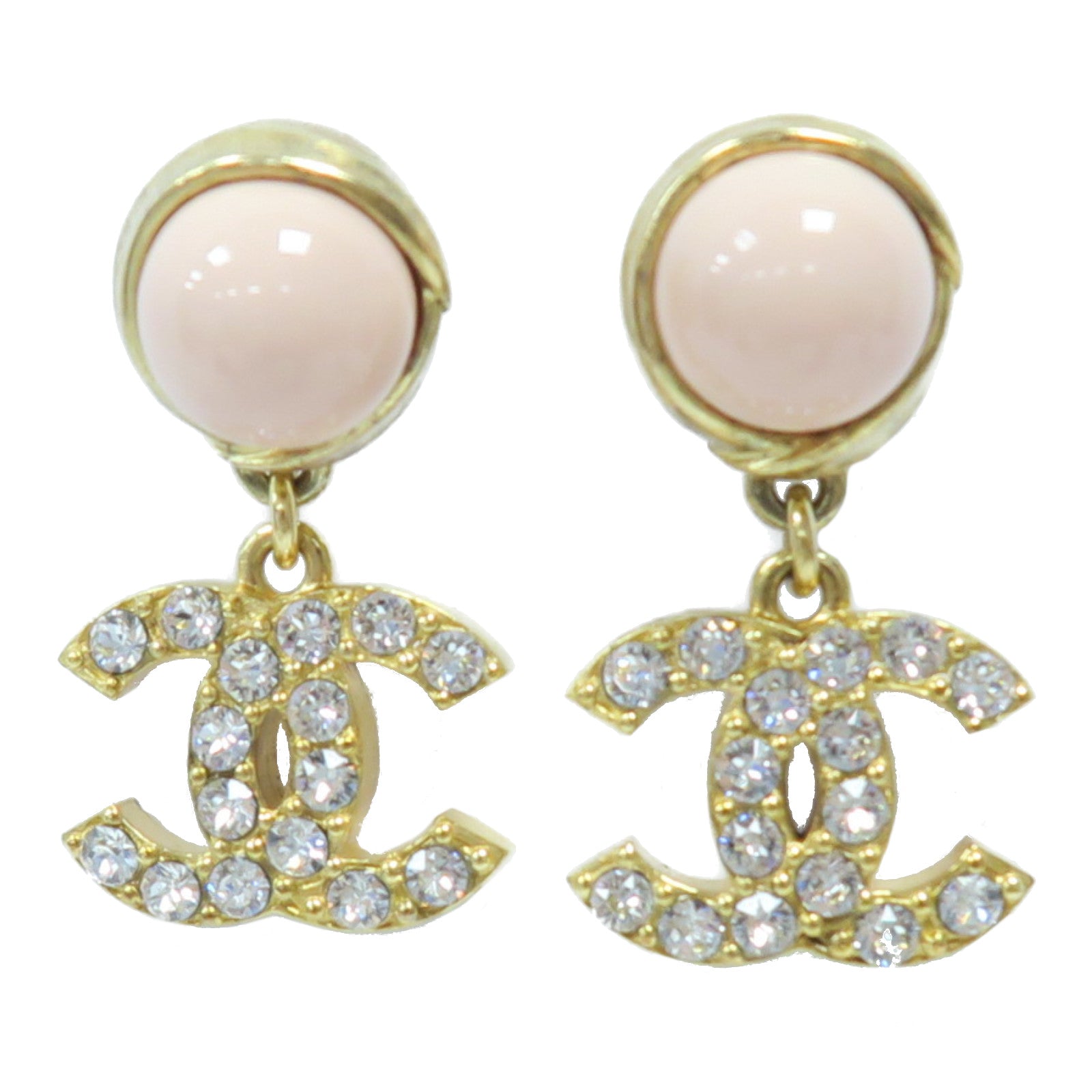 CHANEL 金屬Earrings耳環金色/粉紅色