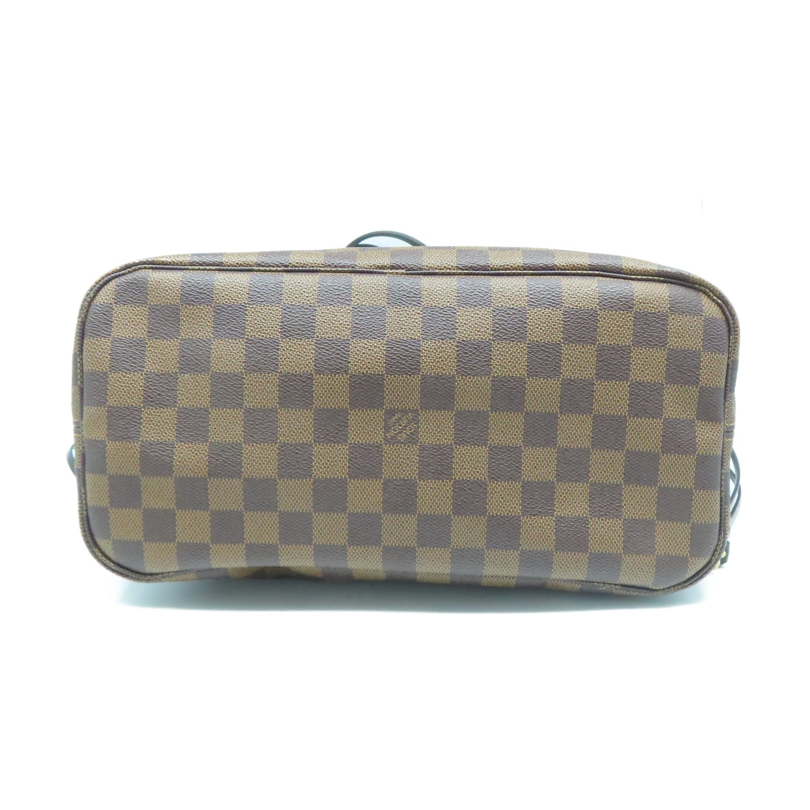 LOUIS VUITTON Damier Neverfull MM金扣手挽袋棕色