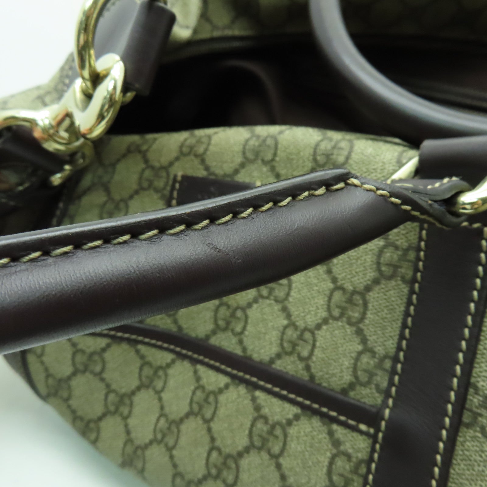 GUCCI 塗層帆布Boston Bag金扣手挽肩背兩用袋啡色