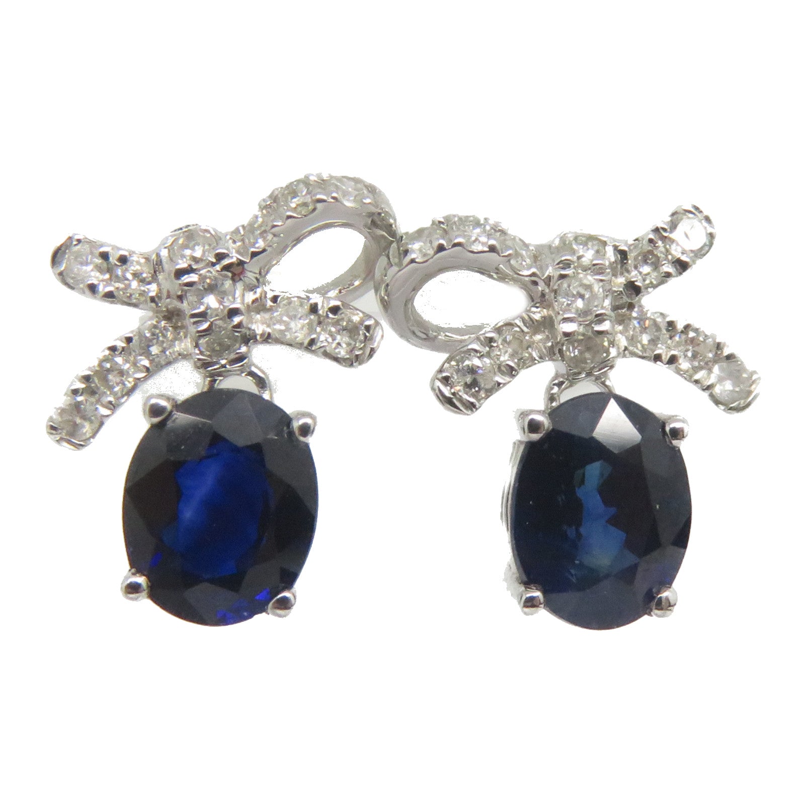 JEWELRY 【激減優惠】18K白金Sapphire Diamond Earrings 0.98ct藍寶石/0.14ct鑽石耳環