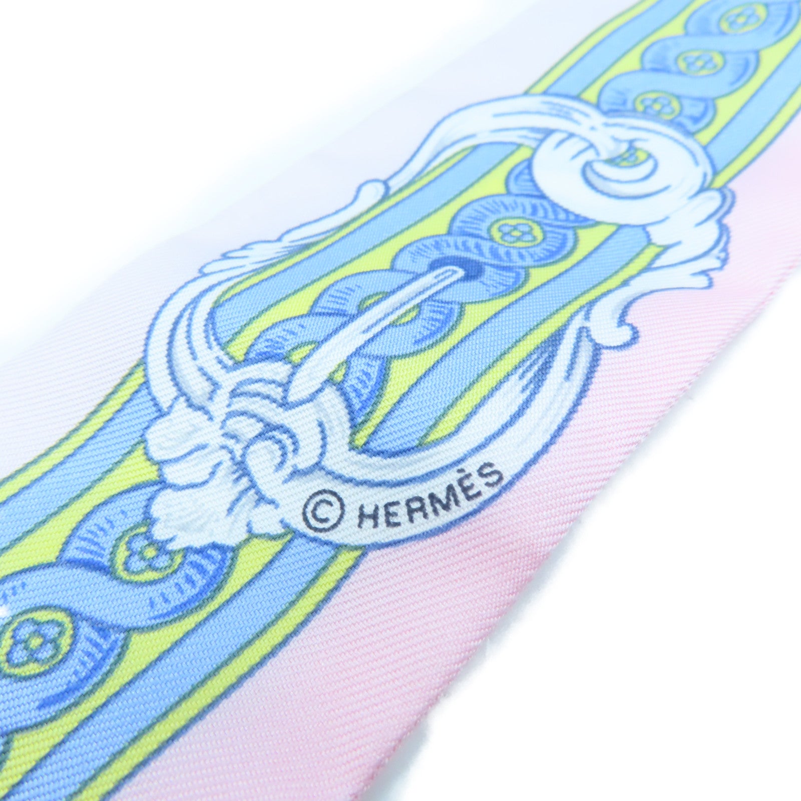 HERMES 丝质Twilly丝巾粉红色/浅蓝色/彩色
