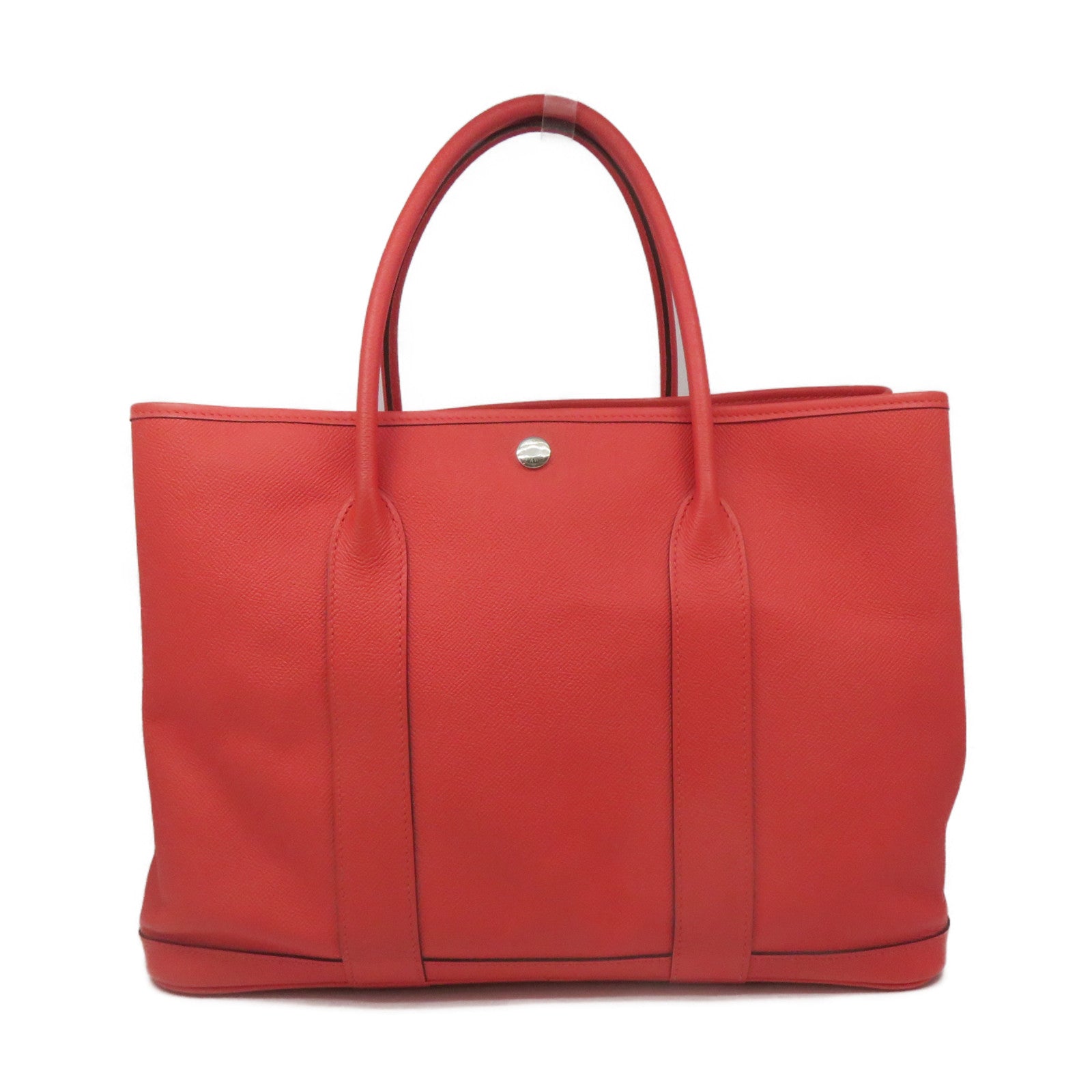 HERMES Epsom Leather Garden Party PM Tote Bag Silver Buckle Handle Bag T5 Pink