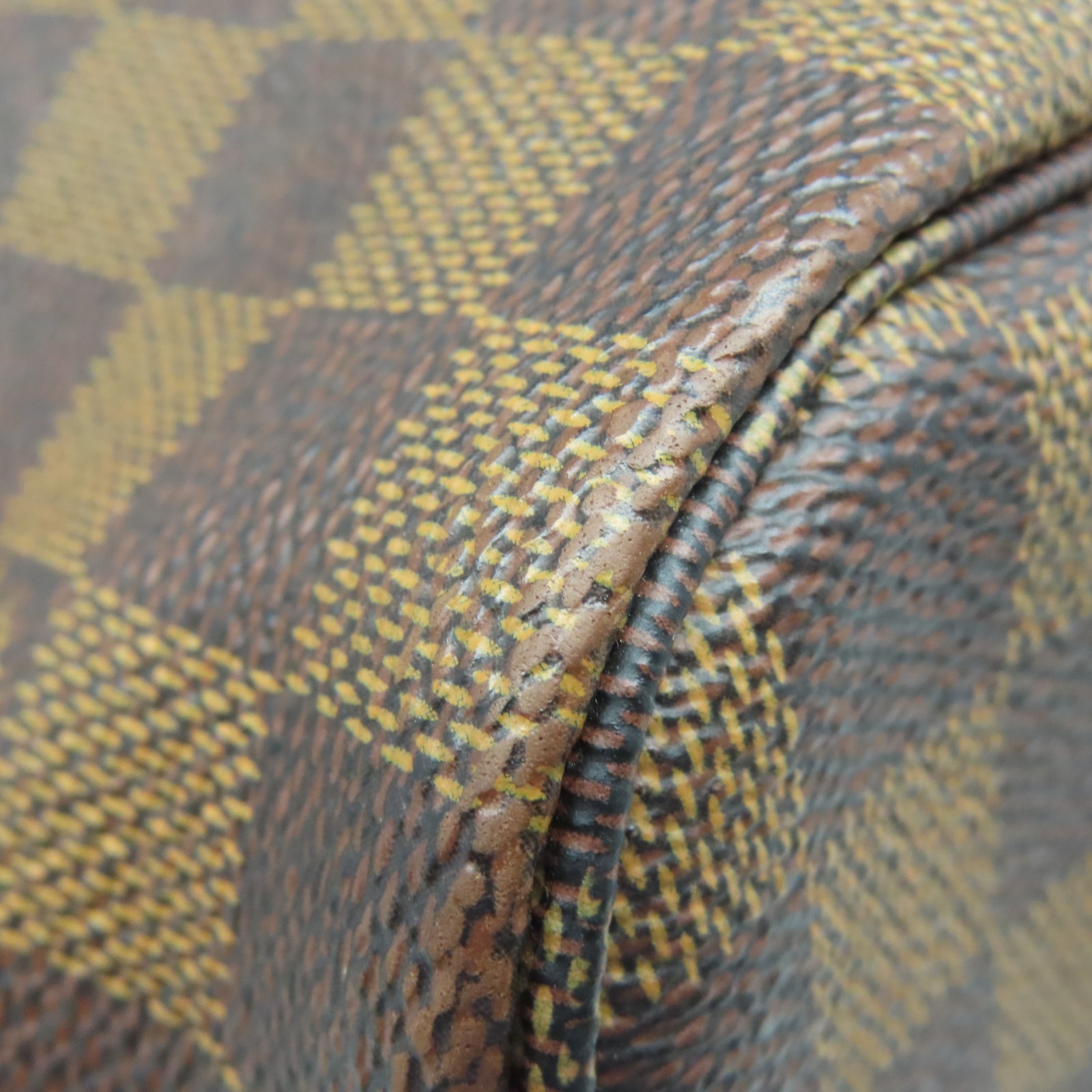 LOUIS VUITTON Damier Neverfull MM金扣手挽袋棕色