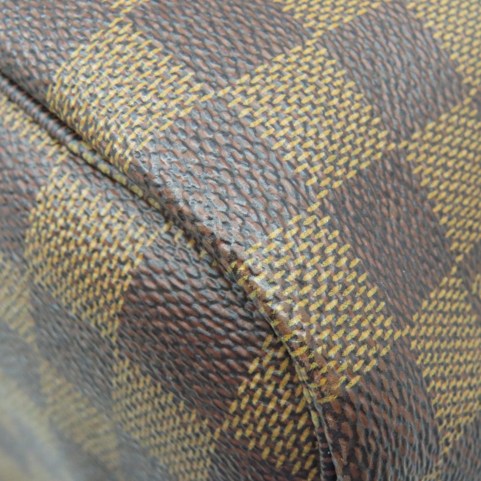 LOUIS VUITTON Damier Neverfull MM金扣手挽袋棕色