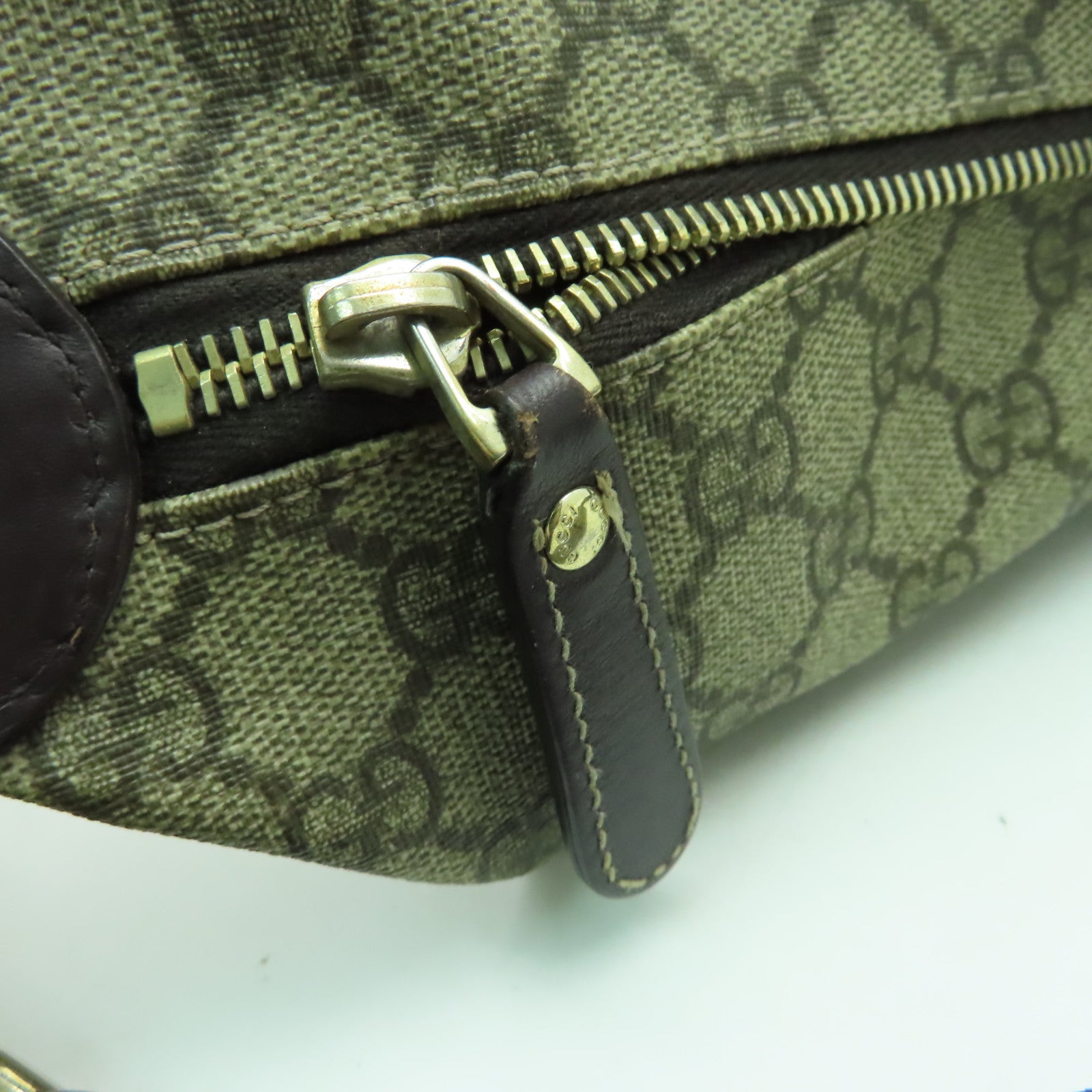 GUCCI 塗層帆布Boston Bag金扣手挽肩背兩用袋啡色
