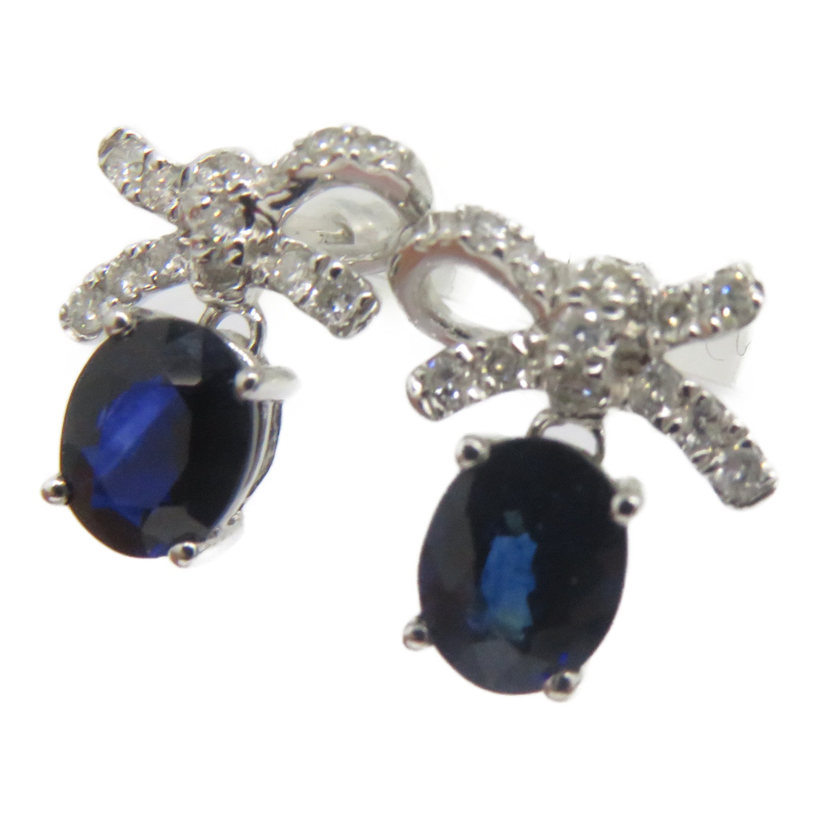 JEWELRY 【激減優惠】18K白金Sapphire Diamond Earrings 0.98ct藍寶石/0.14ct鑽石耳環
