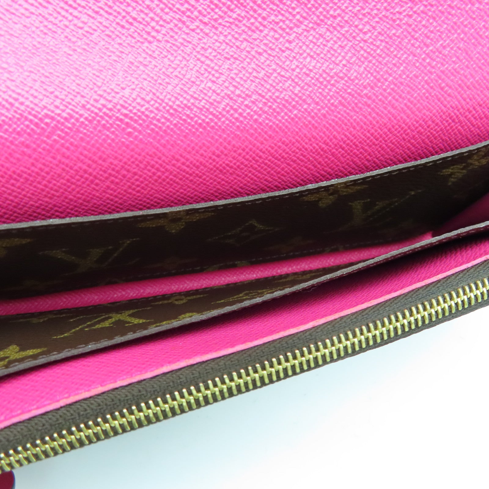 LOUIS VUITTON Monogram Emilie Wallet Gold Buckle Long Wallet Brown