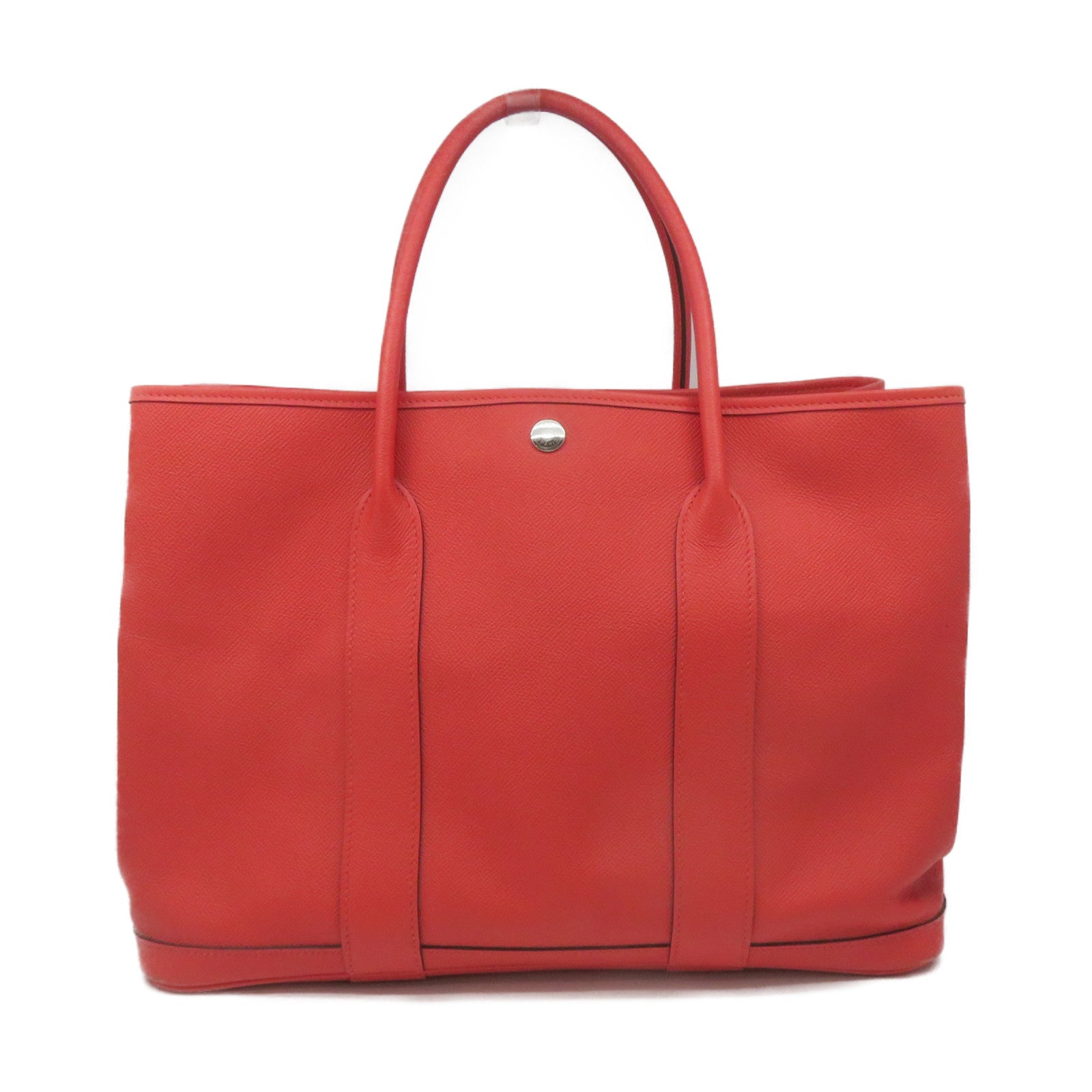 HERMES Epsom Leather Garden Party PM Tote Bag Silver Buckle Handle Bag T5 Pink