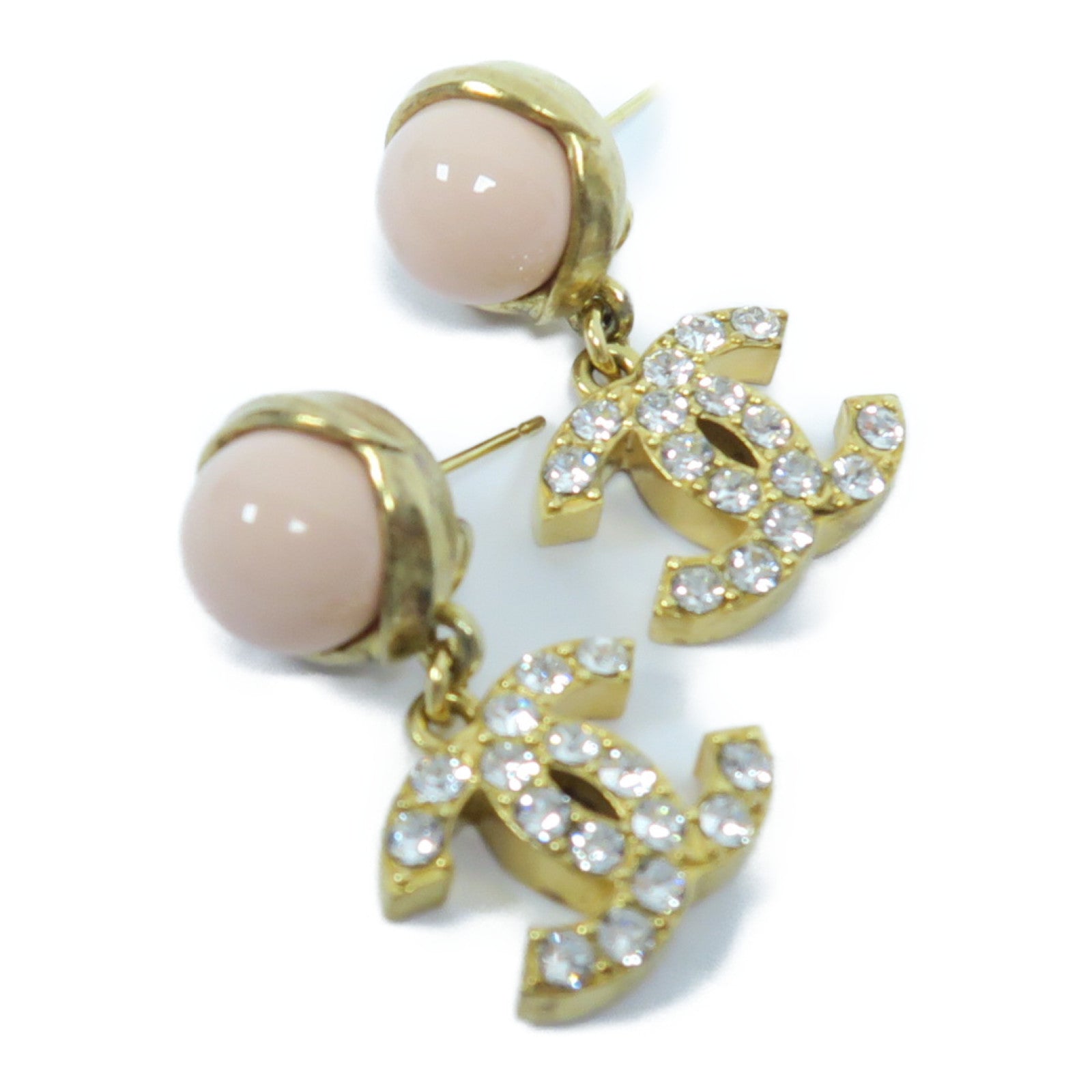 CHANEL 金屬Earrings耳環金色/粉紅色